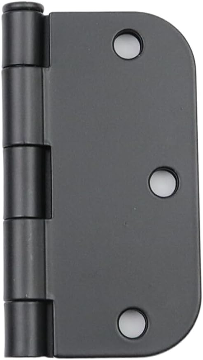 HEVSTIL 6 PCS 3.5 in X 3.5"" Black Door Hinges Matte Black Door Hinges Rounded Square Corner 3.5 Inch Exterior Interior Door Hinges for Doors,Standard Hardware Black 5/8""Radius round Hinge, ST2000