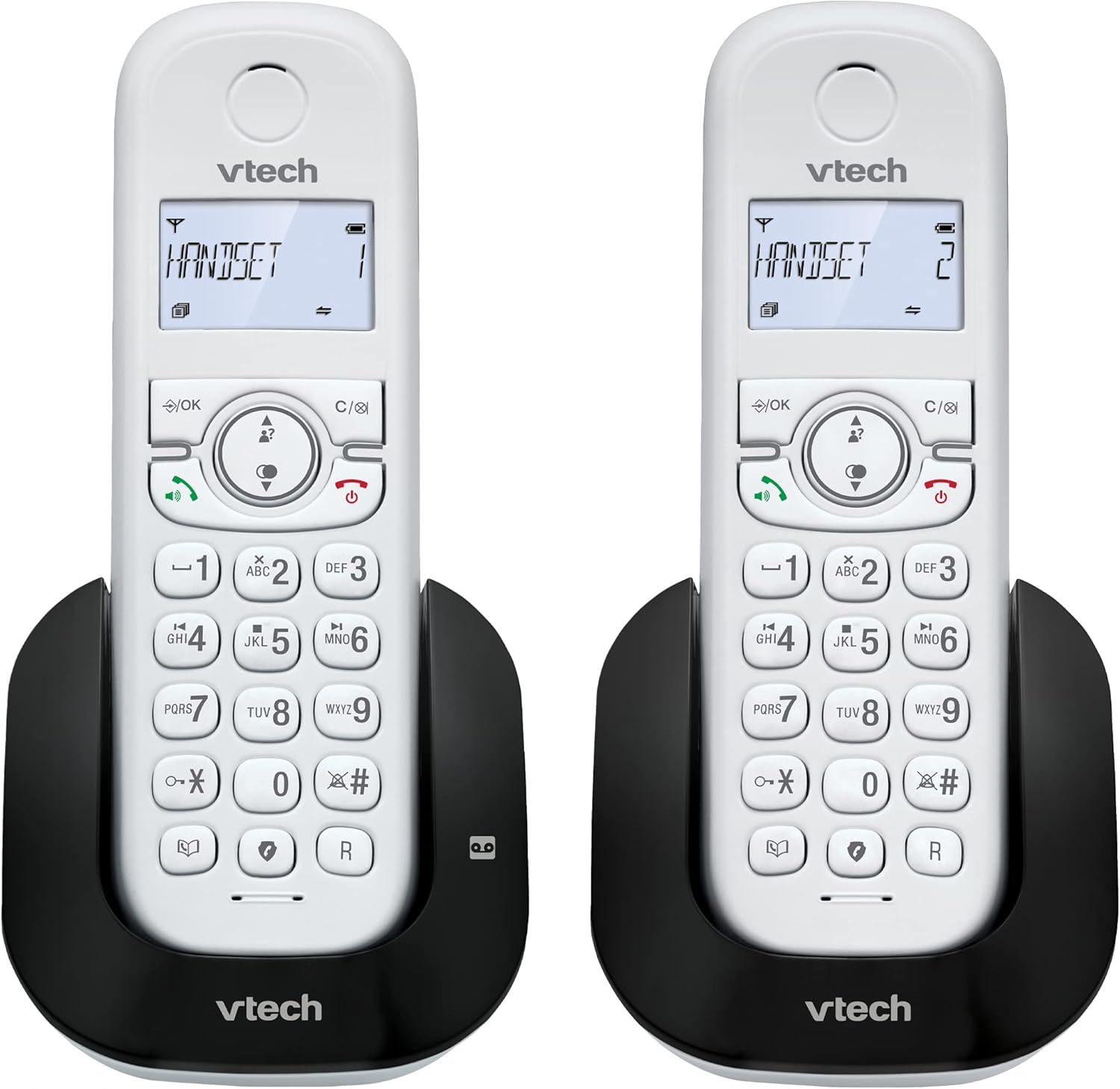 Vtech CS1551 DECT Cordless Phone with Answering Machine and Call Block, 2 Handsets, Intercom, Landline House Phones, White, Caller Id/Call Waiting, Redial, Handsfree, Illuminated Display and Keypad image number 5