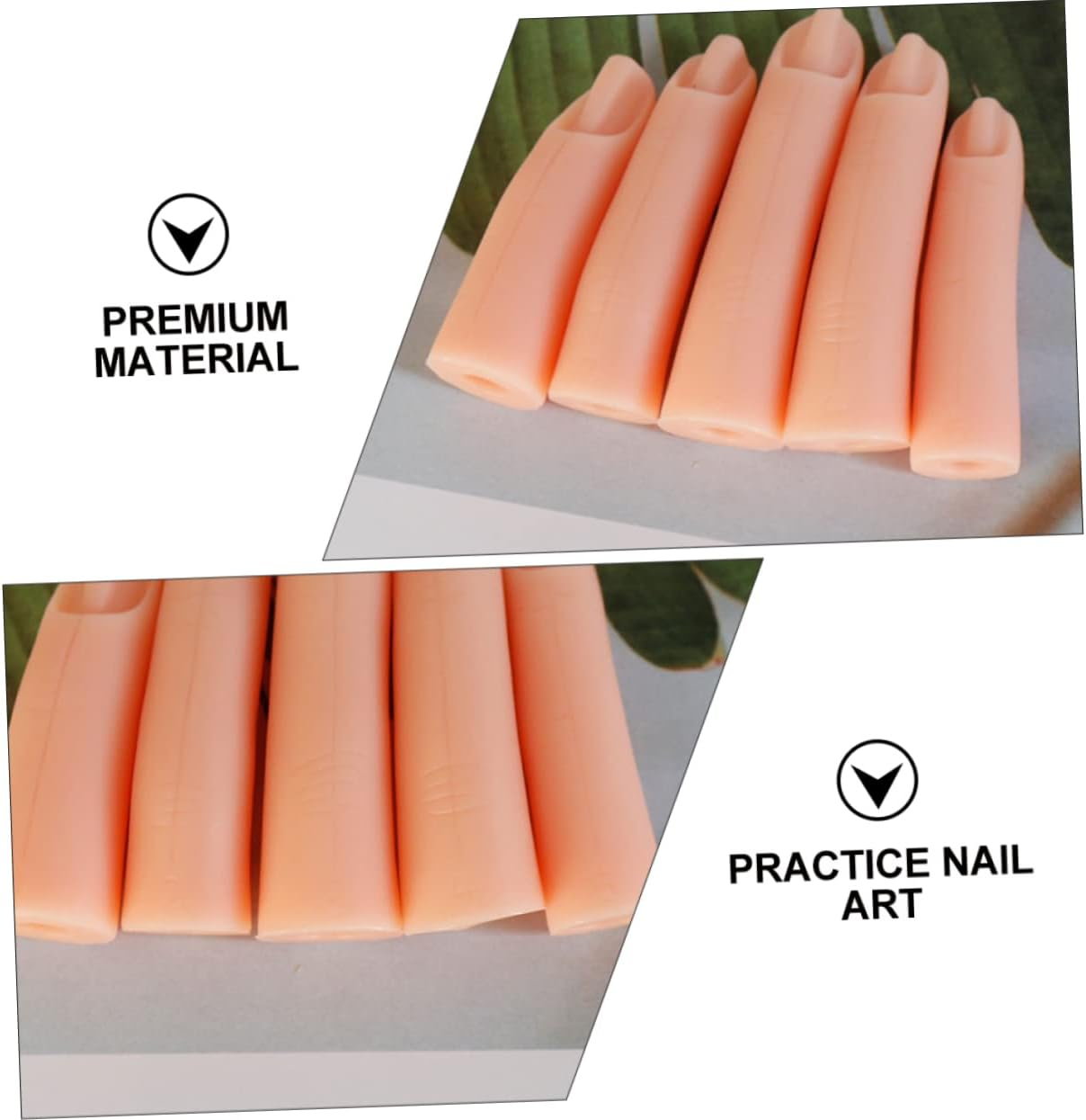 MUSISALY 5Pcs Manicure Practice Fingers Silicone Fake Nails Nail Art Training Hand