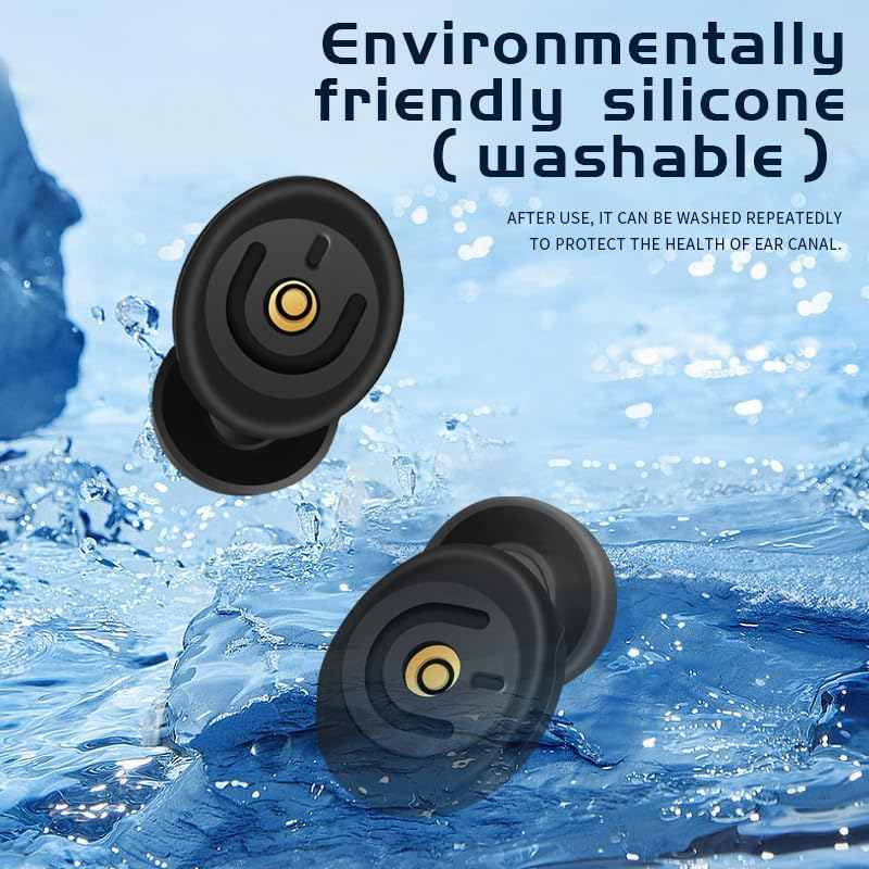 Guanteam Ultra-Soft Ear Plugs for Sleeping: 50Db Noise Cancelling with Dualcore&trade; Filter | Eco Silicone & Anti-Slip Design | 3 Sizes (S/M/L) | Washable & Reusable Hearing Protection for Sleeping, Concerts & Travel | Includes Portable Case（Black） image number 2