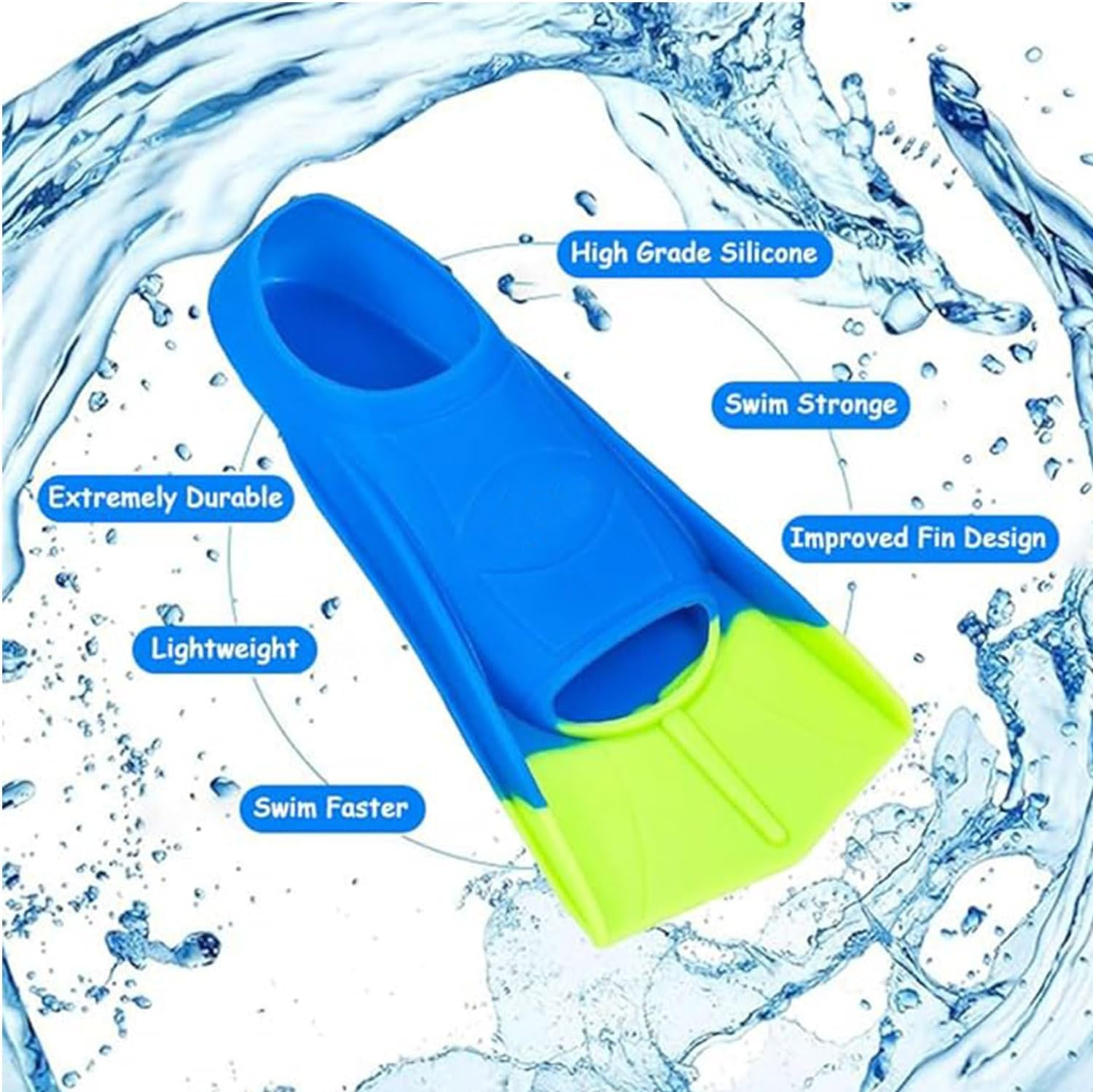 Swimming Flippers - Short Blade Training Fins for Snorkeling, Diving, and Pool Activities - Two Tone Trendy Design for Travel - Men, Women, and Kids with Travel Mesh Bag image number 5