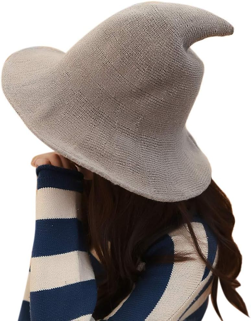 Plenmor Modern Felt Witch Hat - Foldable Candy Colored Wool Knit for Halloween Party, Cosplay Costume and Daily Use (Khaki) image number 1