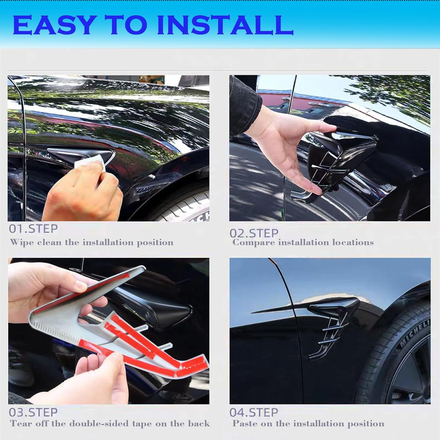 YHCDSEA for 2024 Tesla Model Y HW4.0 Side Camera Indicator Protection Cover Decoration Accessories Fit for Tesla Model Y with HW4.0 (Matt Carbon Fiber Pattern) image number 2