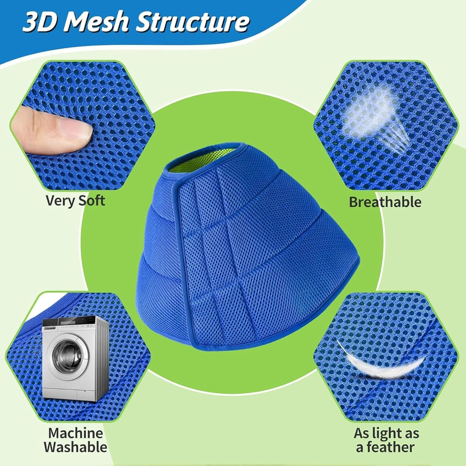 Dog Cone,Soft Dog Cone after Surgery,Adjustable Breathable Dog Cone Collar,Soft Dog Cones for Large Medium Small Dog,Protect Pets from Licking Wounds,Soft and Comfortable, Reduce Anxiety (Blue, M) image number 5