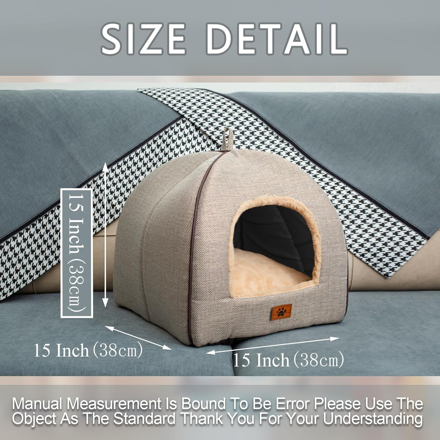 WINDRACING Cat Bed for Indoor Cats - Cat House Tent with Removable Washable Cushioned Pillow, Soft and Self Warming Kitten Beds & Furniture, Pet Bed image number 6