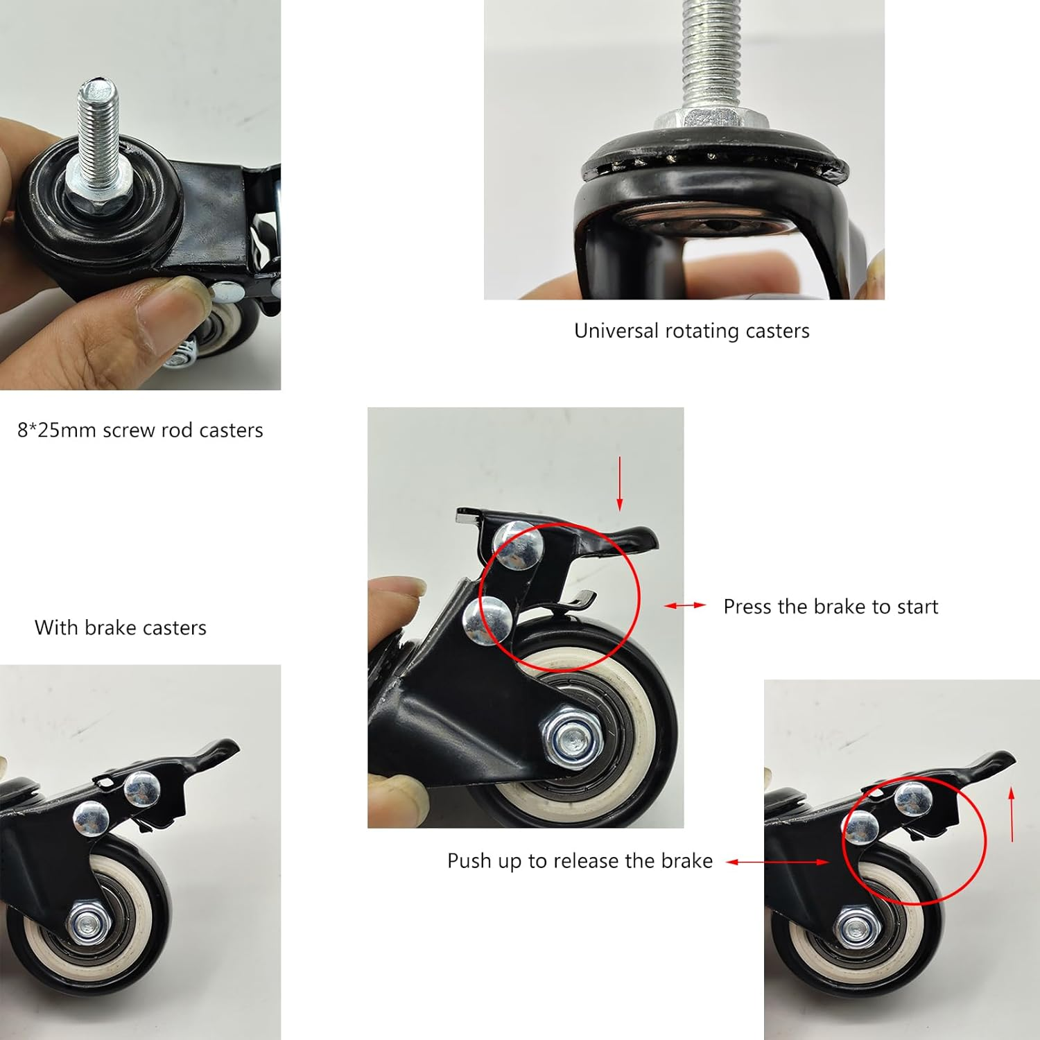 Furniture Rotating Feet, an Ideal Alternative for Furniture Movement a 1.5-Inch Set of 8 Casters with Braking Device