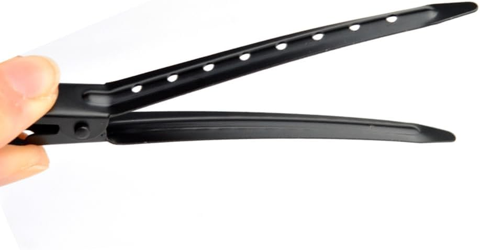 OJIOUI 24 Packs Duck Bill Clips 3.5 Inches Rustproof Metal Alligator Curl Clips with Holes for Hair Styling Haircutting and Makeup (Black, 3.5 Inch/9Cm) image number 3