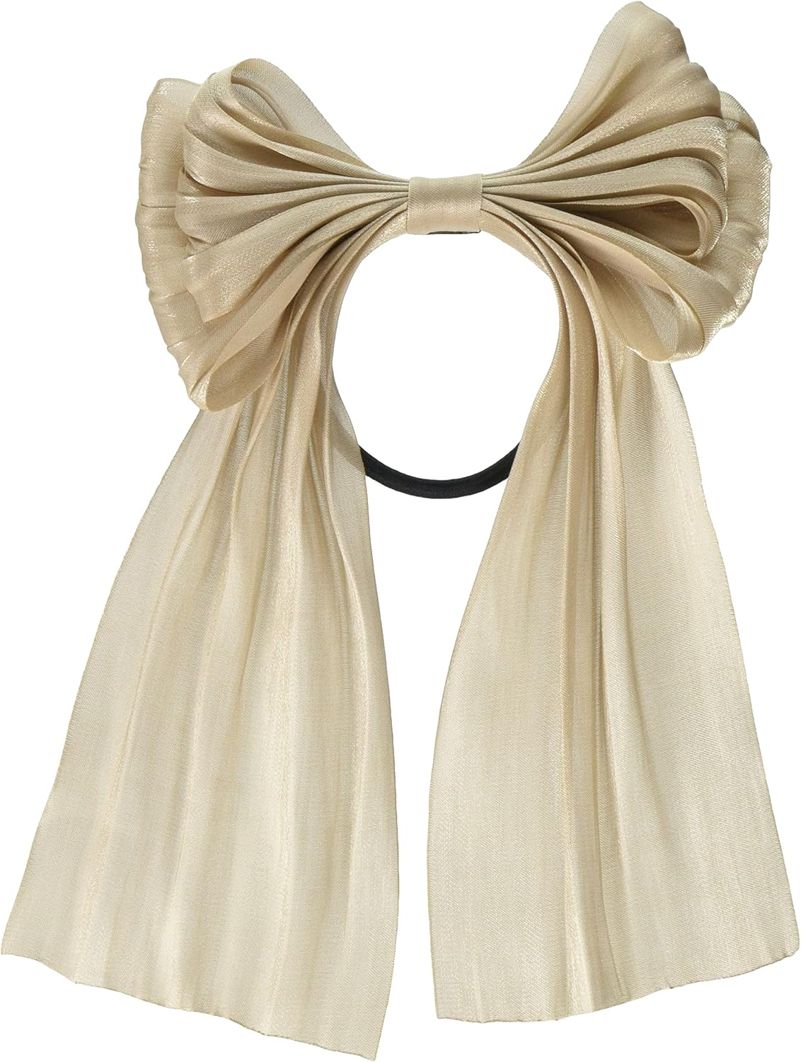 Laura 58202201-BEG Girls' Silky Ribbon Hair Elastic Ribbon Size: 4.3 X 7.9 Inches (11 X 20 Cm), Beige, リボンのサイズ:11Cm&times;20Cm