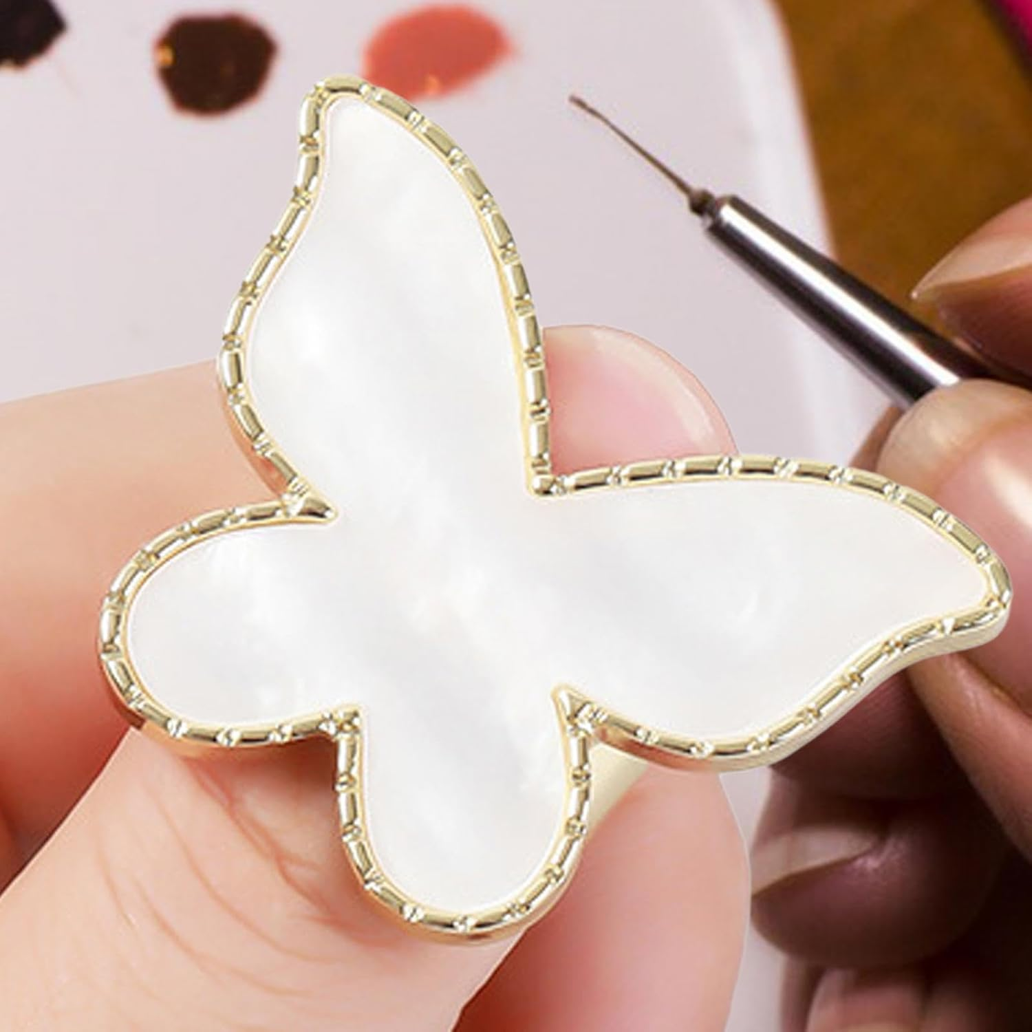 "Abbraccia" Nail Art Palette Color Mixing Plate Eyelash Glue Holder Women Gift Nail Art Accessories Nail Color Palette DIY Color Plates, White