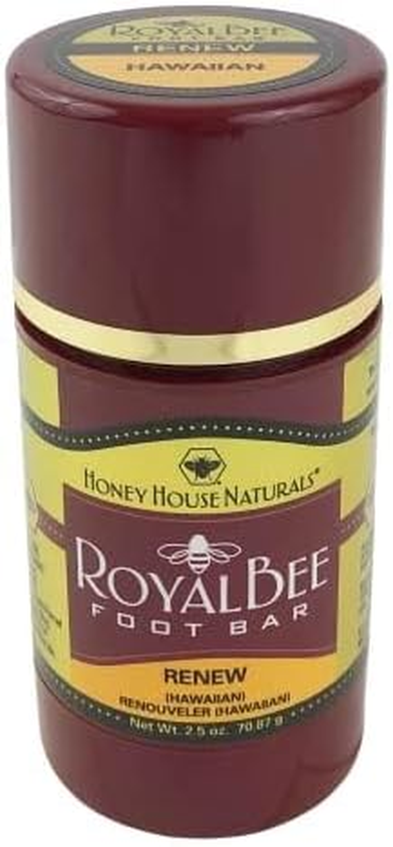Honey House Naturals Royal Bee Foot Bar &ndash; 2.5 Ounce Twist up Tube &ndash; All Natural Ultra Moisturizing, Odor Eliminating, Essential Oil Infused &ndash; Made in USA (Renew)