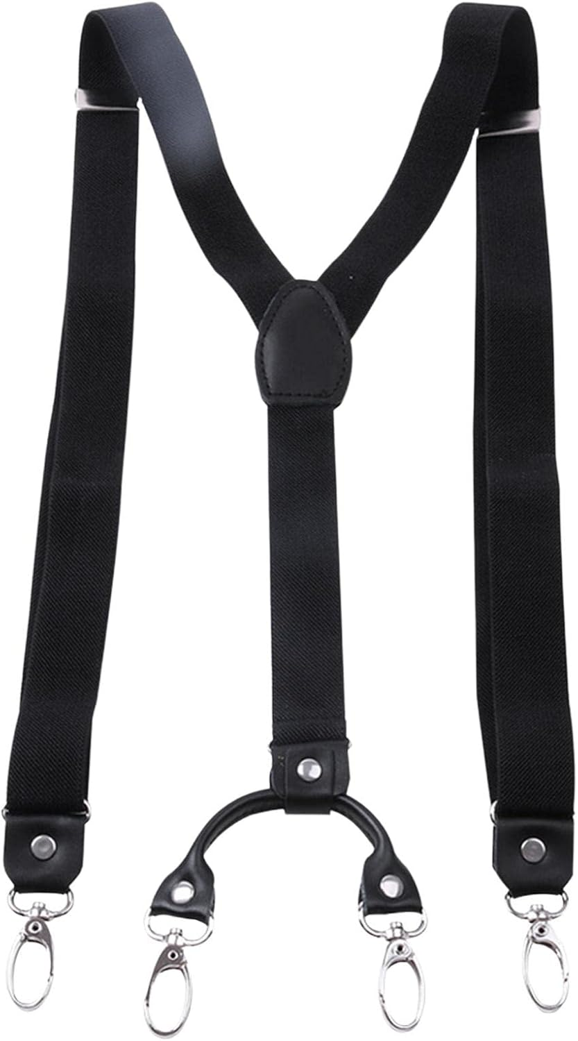 Suspenders for Men, Elastic Adjustable 4 Hooks Y Back Construction 1 Inch Wide Belt Loops Pants for Work Casual Accessories image number 2