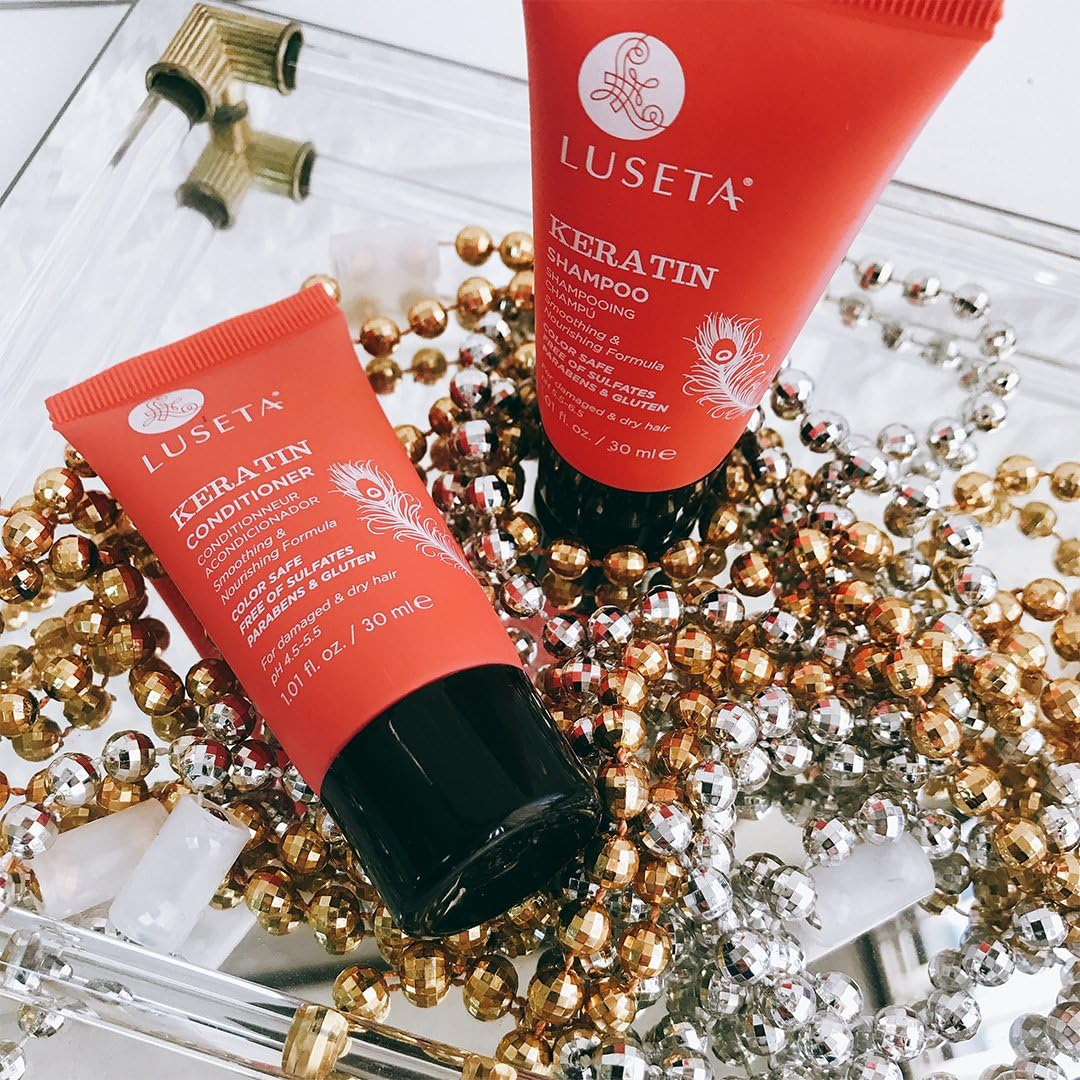 Luseta Keratin Shampoo and Conditioner Smooth and Hydrate Dry Damaged Hair Great for Color Treated Hair Sulfate Free and Gluten Free1.01 Fl Oz&times;2 image number 3