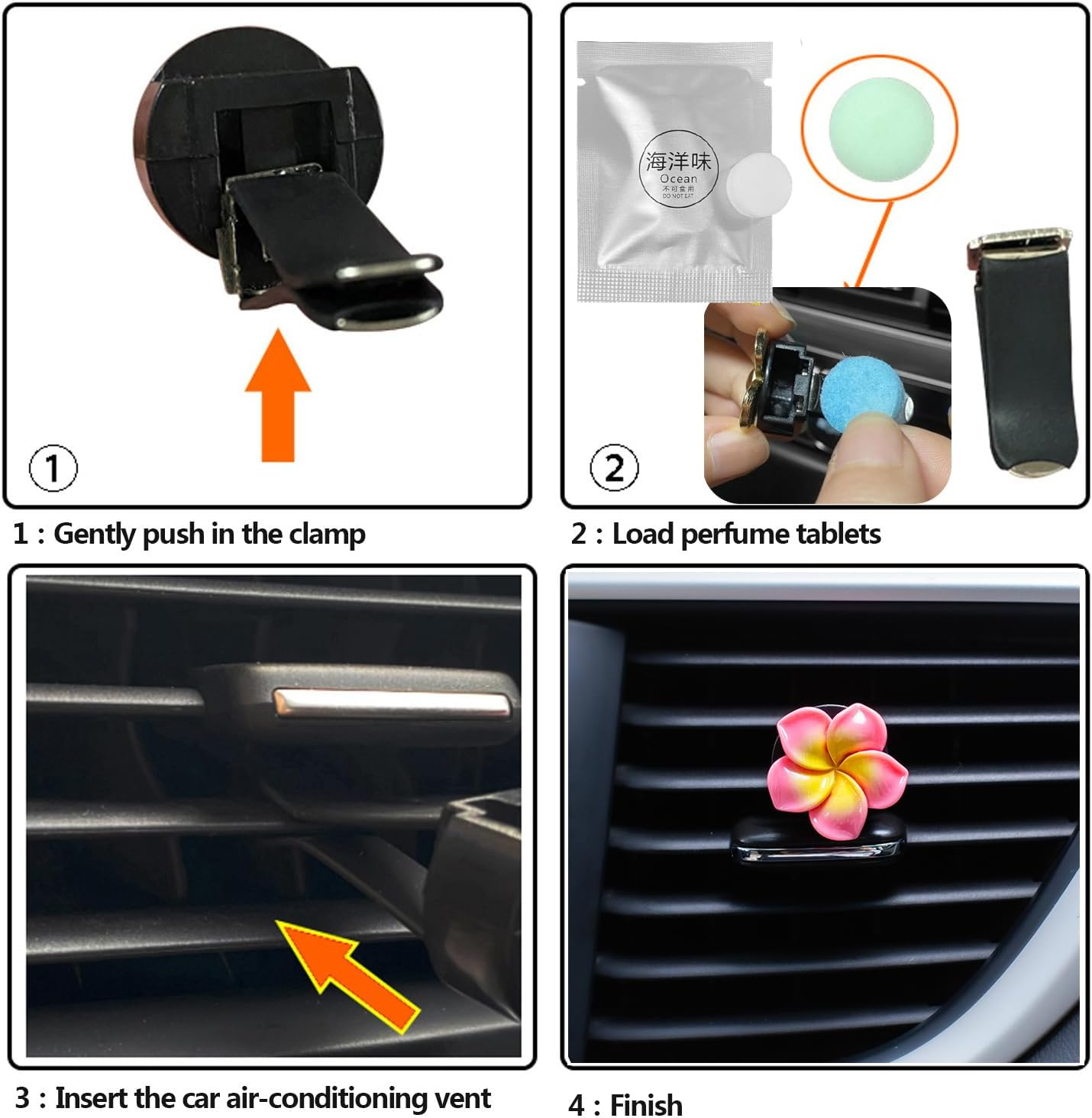 6 PCS Car Vent Air Freshener Clip Women Cute Car Decorations Accessories Pink Flower Car Interior Accessories (6 Pcs Egg Flower) image number 2