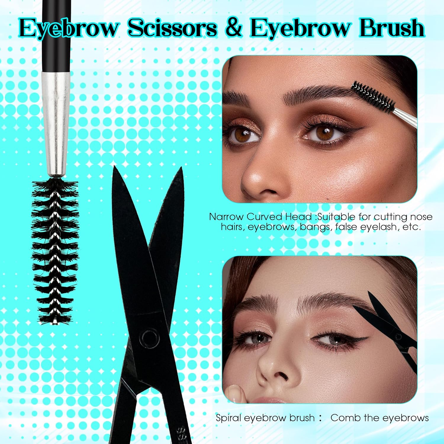 GEMERRY Eyebrow Tweezers Set, 6 Pcs Lash Tweezers Set for Women, Precision Tweezer for Eyebrows with Curved Scissors and Eyebrow Razor for Ingrown Hair High Precision Stainless Steel Eyelash Tweezers image number 4