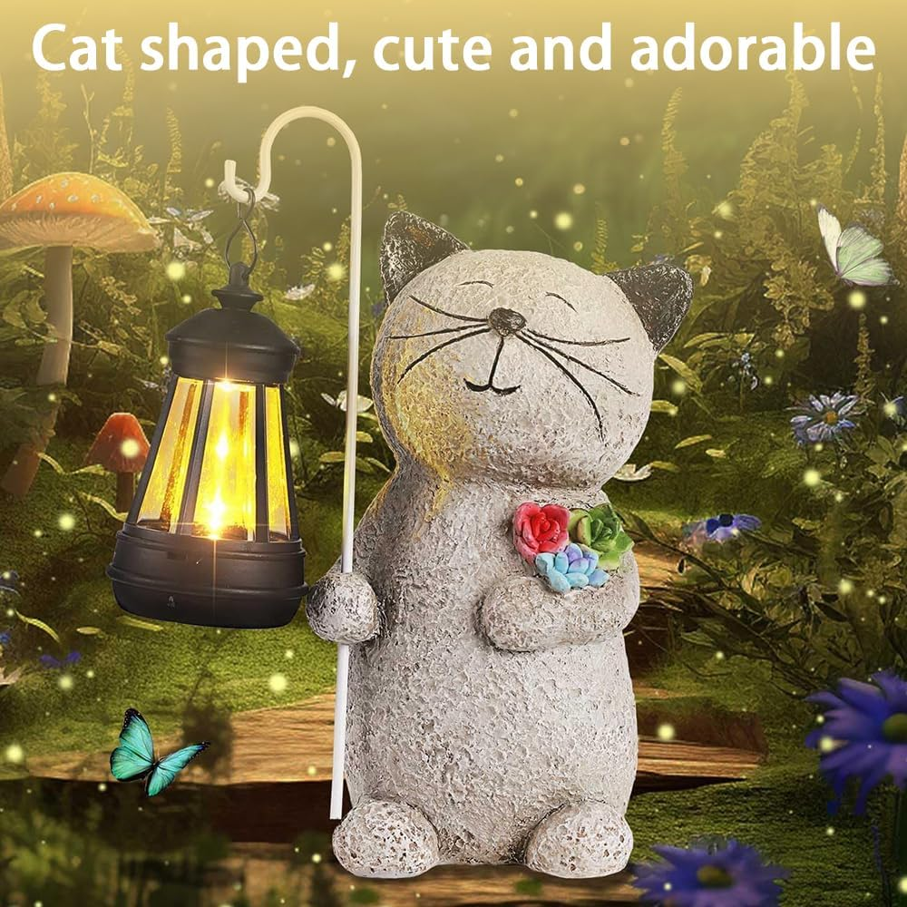 Cat Solar Lights,Courtyard Decoration Night Light,Garden Ornaments Outdoor with Solar Lantern,Sculpture Decor,For Outdoor,Desktop Decor,Patio image number 5