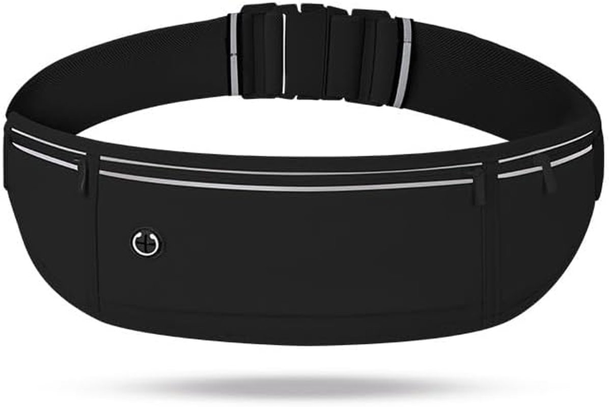 3 Pockets Running Belt for Men Women, Reflective Running Phone Holder Adjustable Fanny Pack,Runners Pouch Waist Pouch for Phone, Keys,Running Essentials (B-Fluorescent Green)