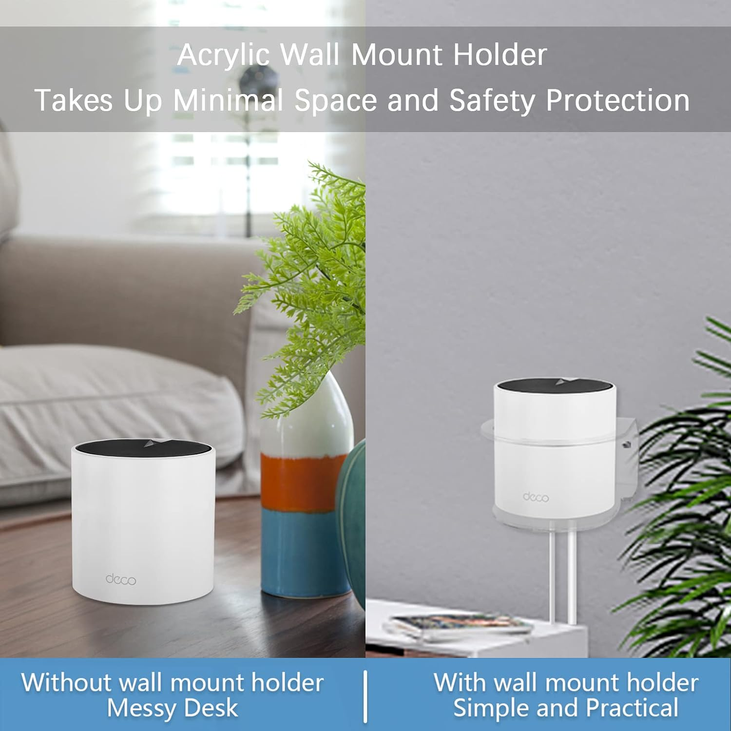 HOLACA Wall Mount Acrylic Holder for Tp-Link Deco X20,X60,X55, X68 Wifi 6 Mesh Wifi (1 Pack) image number 2