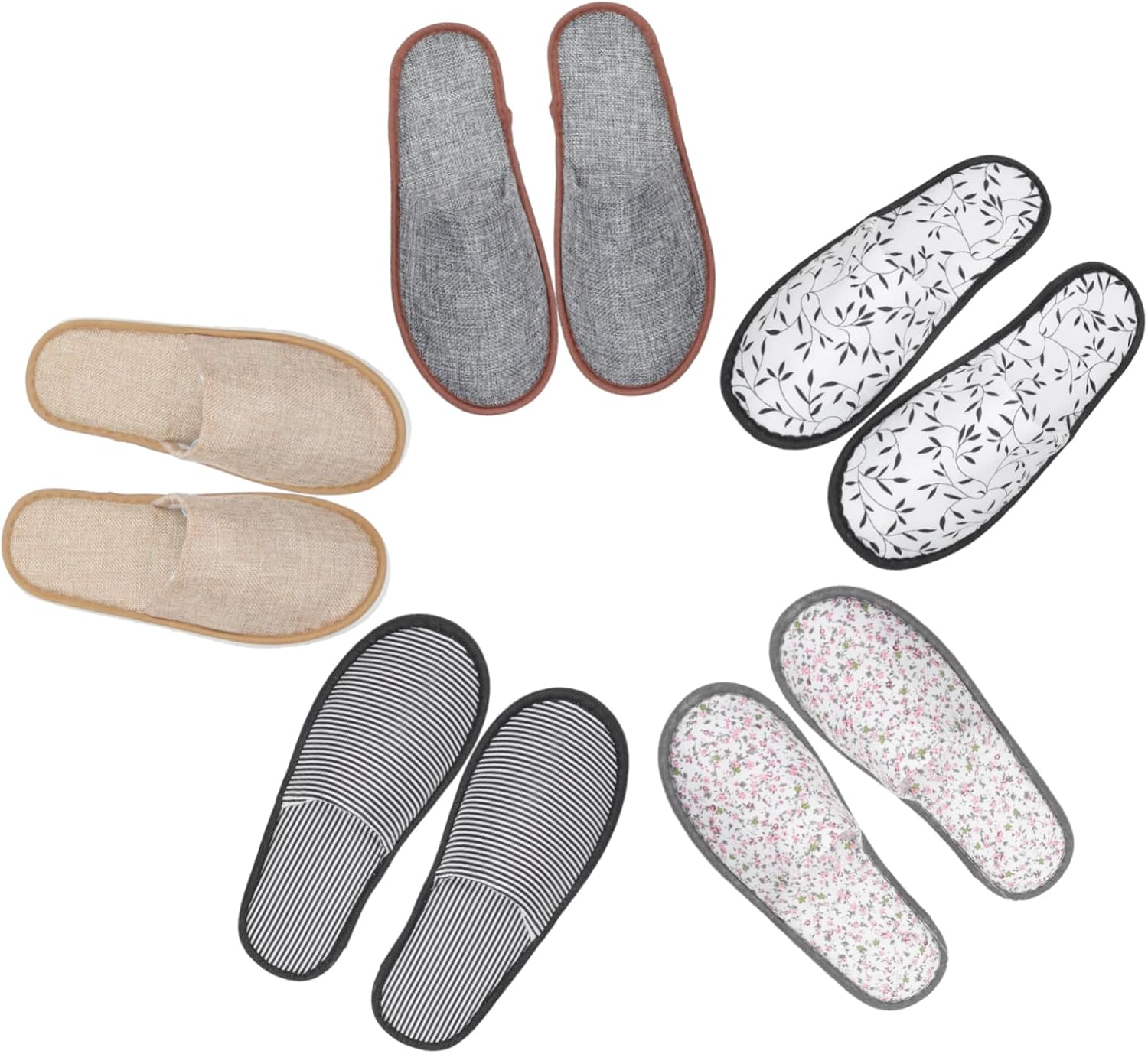 Anneome 5 Pairs Slip Portable Indoor Slippers for Living and Bedroom Soft Breathable Hospitality Footwear with Comfortable Non Slip Sole Suitable for Home and Guest Use image number 6