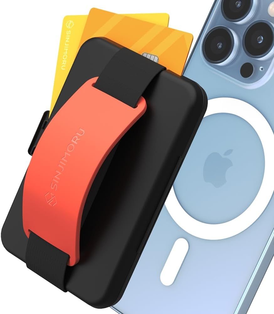 Sinjimoru for Magsafe Wallet, Secure Hard Lock Magnetic Card Holder as a Magsafe Stand and Magsafe Grip for Iphone 17 16 15 14 13. M-Card Zip Olive Grey