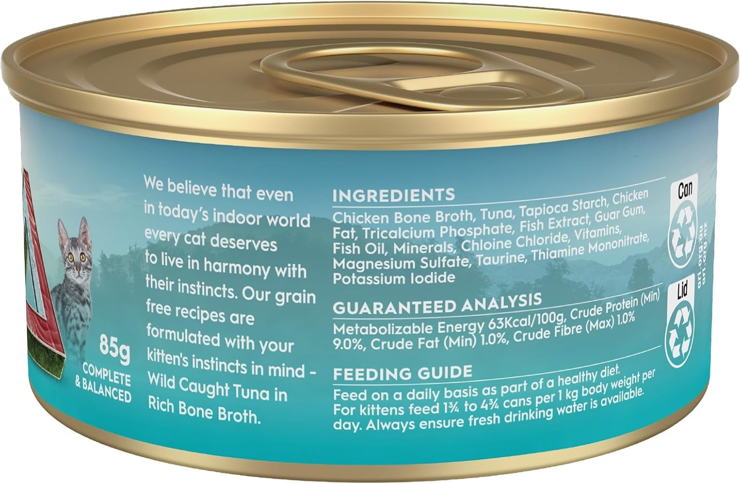Trilogy Bone Broth Wet Kitten Food, Wild Caught Tuna, 24X85G, Grain-Free Recipe with Alfalfa for Healthy Digestion, High Protein for Muscle Support & Hydration image number 6
