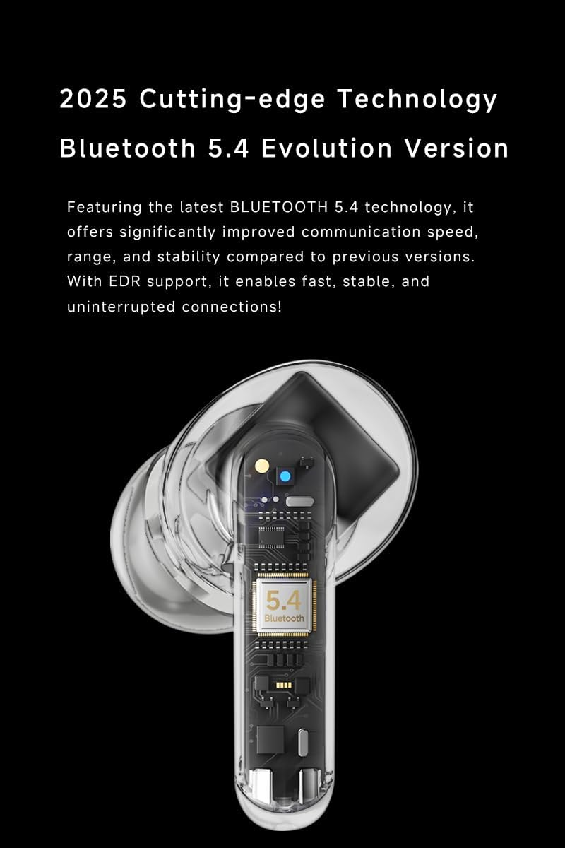 Slub Wireless Headphones Bluetooth 5.4 In-Ear Design, Auto Pairing, ANC+ENC Noise Cancelling, Hifi Sound Quality Parents and Elderly Relatives. (Black)