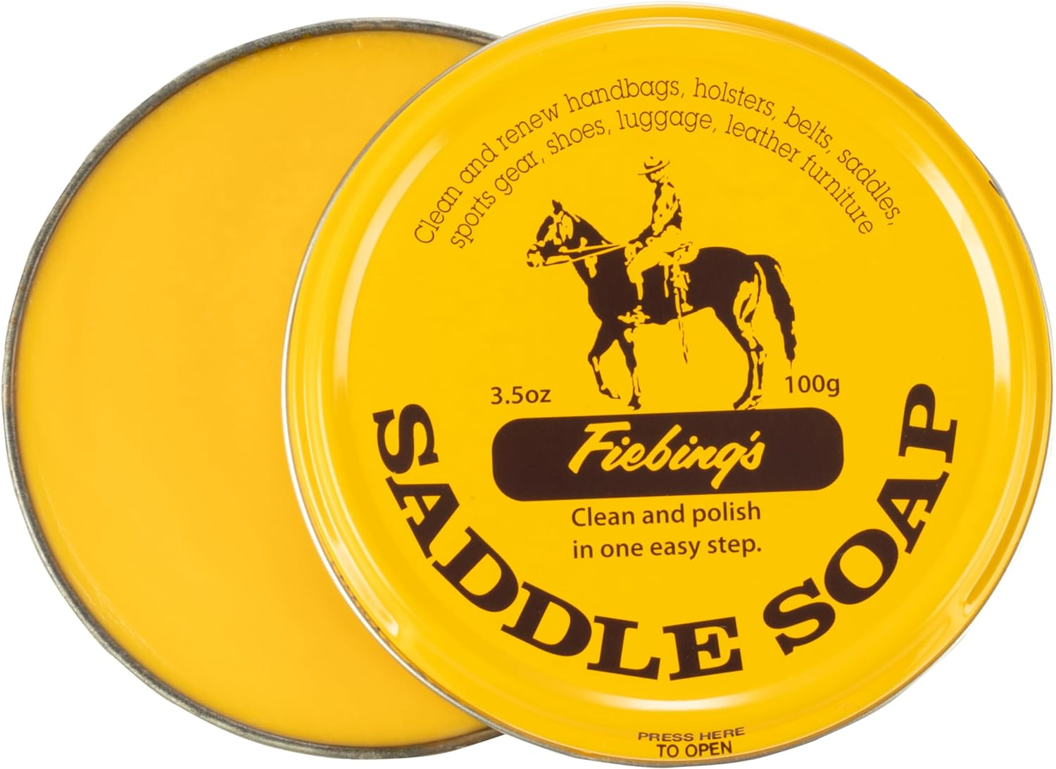 Fiebing'S Yellow Saddle Soap for Leather (3.5 Oz Tin) - Leather Cleaner & Conditioner to Soften, Protect & Restore Leathercraft - Leather Soap for Car Seat, Couch, Shoe, Purse, Boot, Bag image number 3