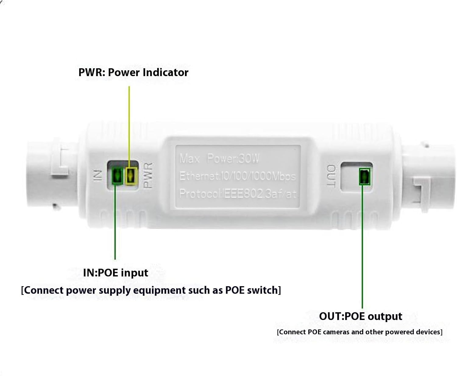 Dpofirs POE Extender 1000Mbps, Water Proof Long Distance POE Repeater with POE Network Series Connection, Plug and Play image number 4