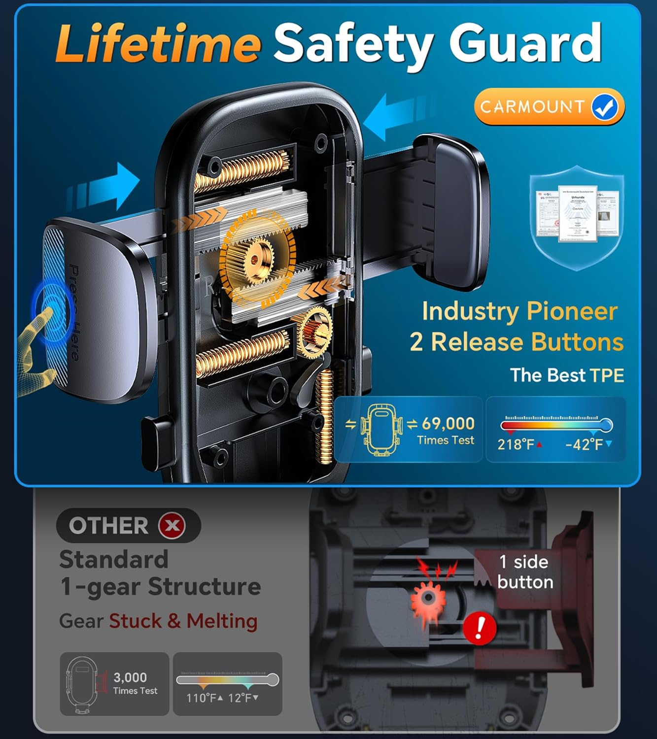 Car Phone Holder Mount【Vacuum Chuck】Cell Phone Car Mount for Dash,Soporte De Telefono Para Carro,Universal Car Phone Mount,Automobile Cell Phone Holder for Iphone and Android Smartphones image number 4