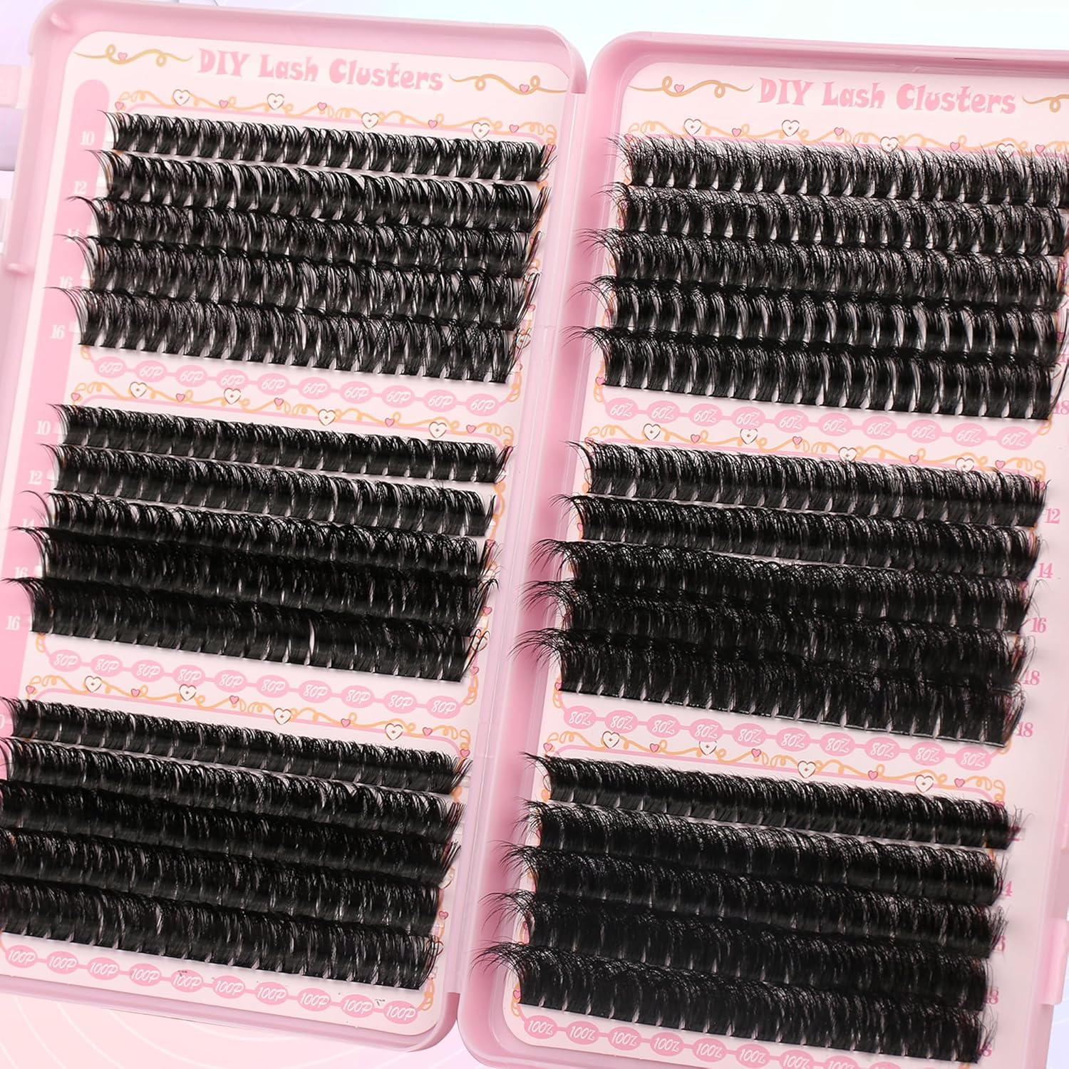 Gmagictobo False Eyelashes Extensions Volume Fluffy 590 Pcs DIY Eyelash Seal and Join Eyelash Tweezers Black image number 5