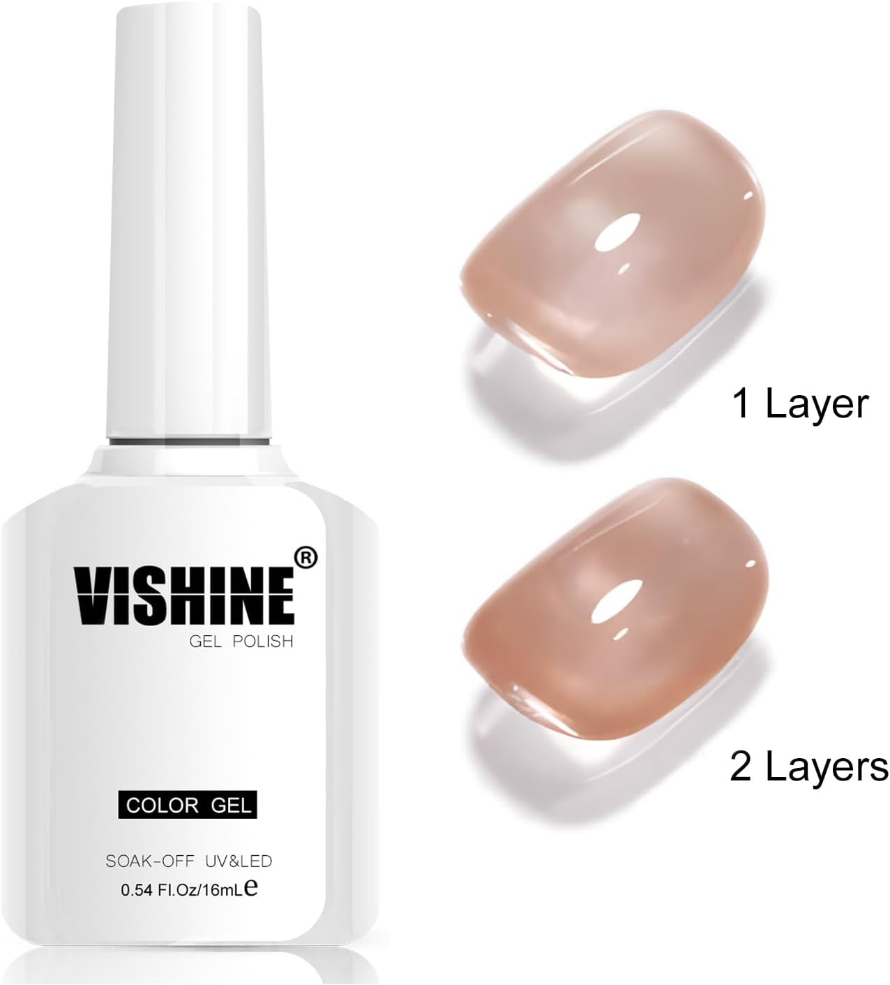 Vishine 16Ml Sheer Brown Nude Jelly Gel Polish Translucent Nude Crystal UV Gel DIY at Home Nail Art Soak off Brown Nude Shade E040 - Dusty Rose Pink - E042 image number 3