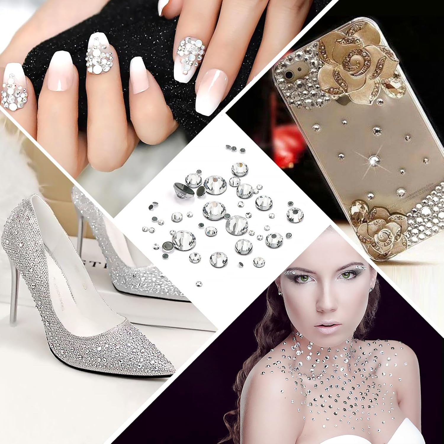 Sularpek Sularpek 1440 Pcs Rhinestones, Nail Gems, Flat Back Gems, Crystal Nail Art Rhinestones, with Pick up Tweezers and Rhinestone Picker Dotting Pen, Nail Art Tools for Crafts Nail and Face image number 2