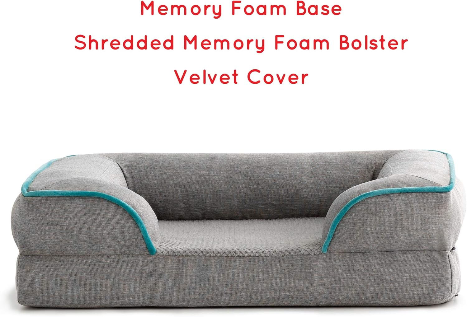 Brindle Orthopedic Memory Foam Pet Bed with Wrap around Bolster - Plush Dog and Cat Bed - Removable Velvet Cover