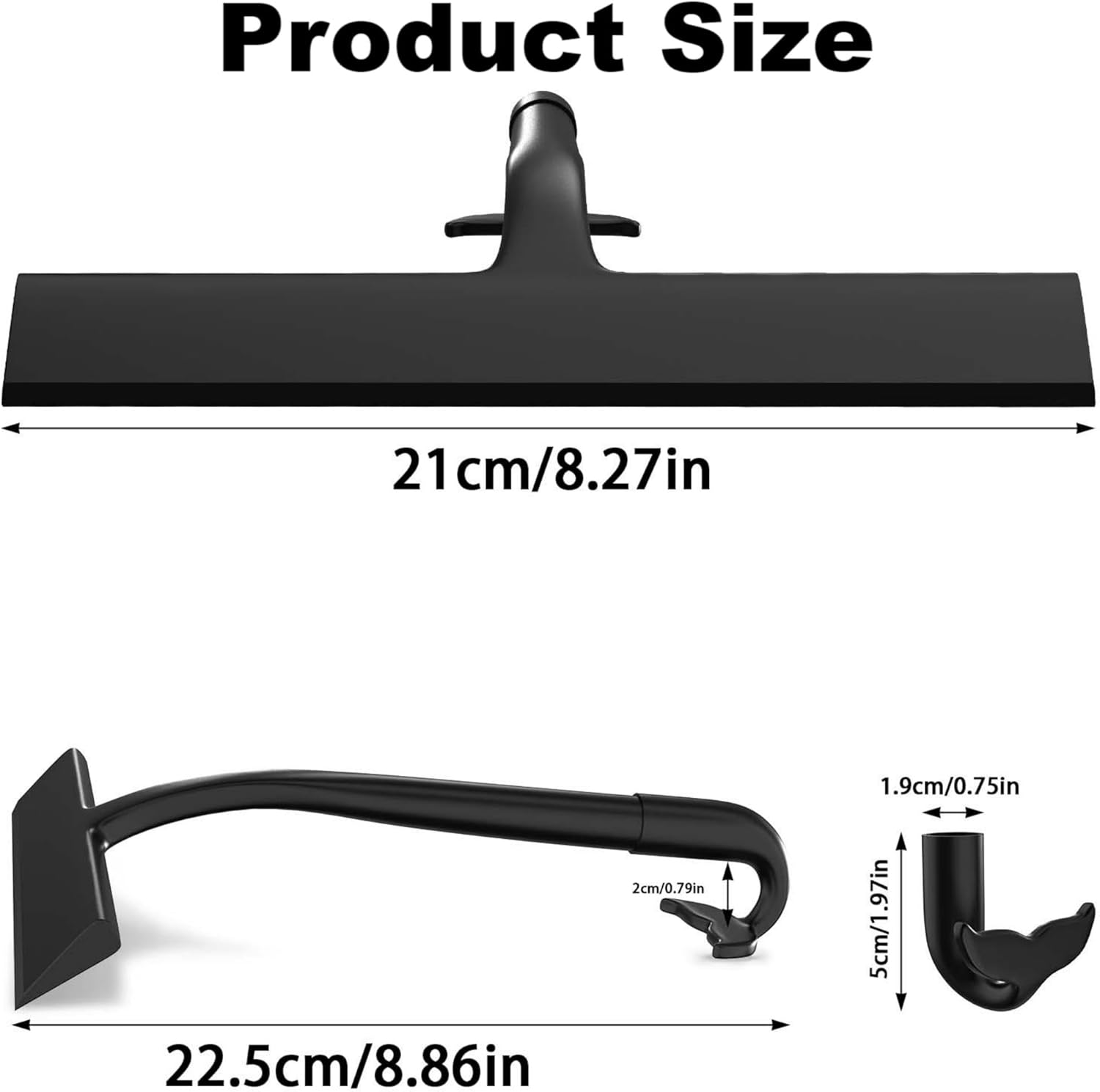 Silicone Shower Squeegee Streak-Free Glass Wiper & Floor Scraper with Fishtail Hook | Multi-Purpose Cleaning Tool for Aussie Bathroom, Windows & Home (22X21Cm) image number 5