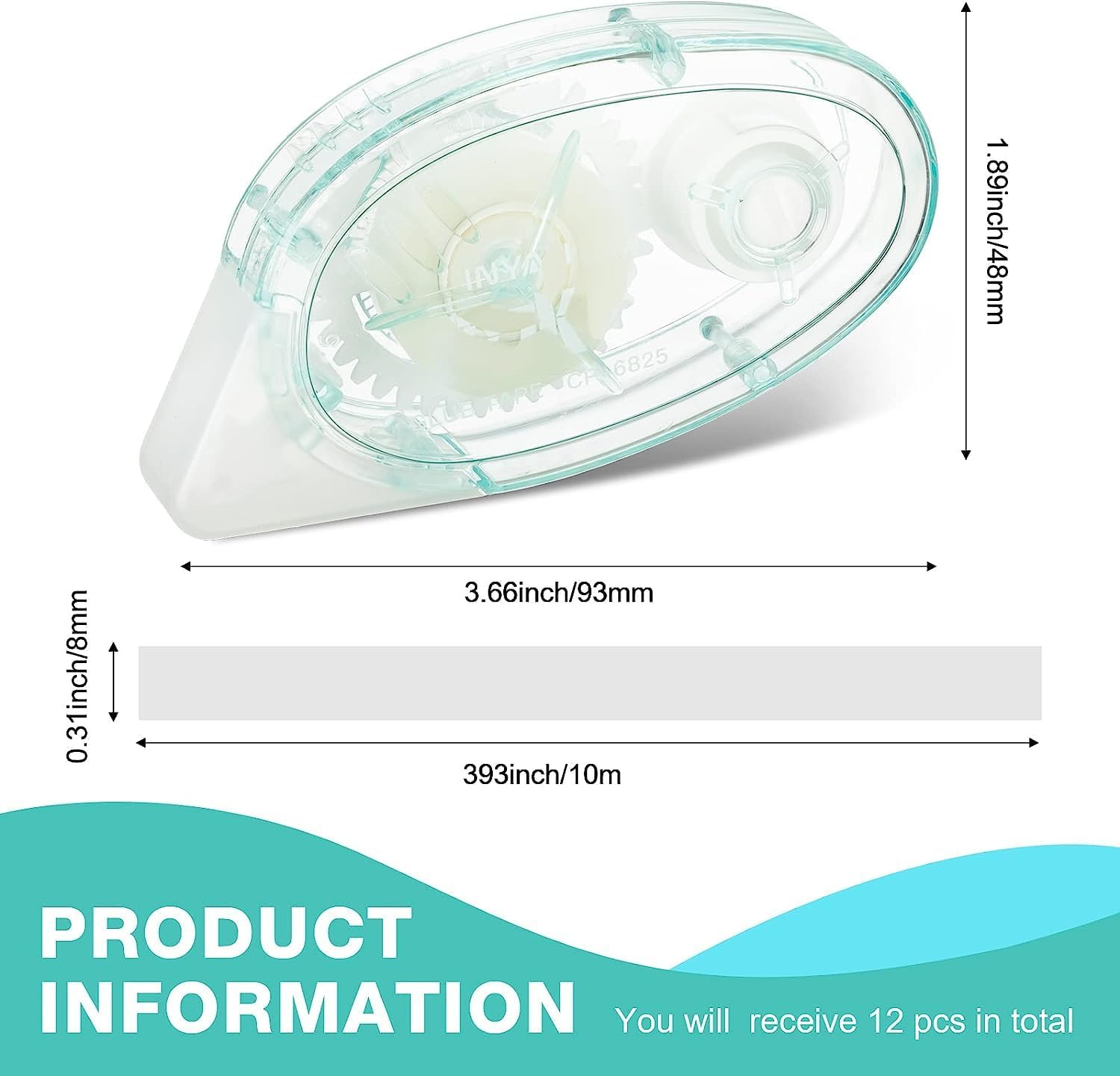 6Pcs Glue Roller Permanent Adhesive Glue Tape Double Sided Dispenser Transparent Runner Tape Pen for DIY Craft Card Marking Scrapbooking Photo Album Journal 10M*8Mm image number 2