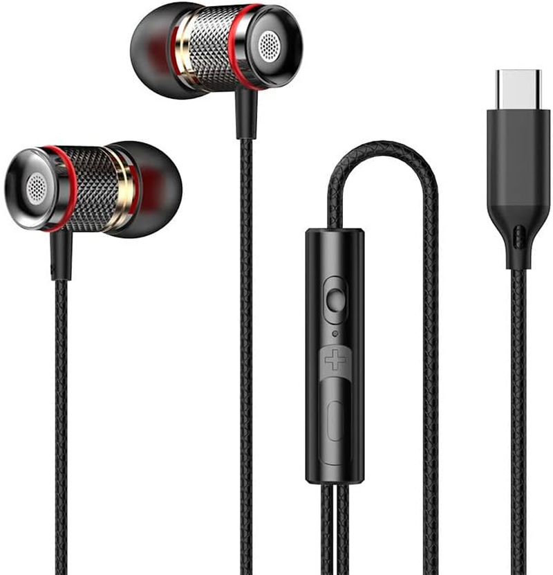 Jj-Shop24 In-Ear USB-C Headphones Sport Headset Bass for Huawei Samsung Ipad Xiaomi Google USB C Black image number 3