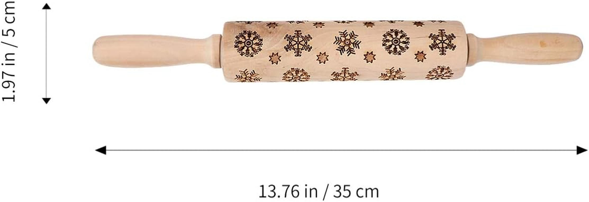 Snowflake Print Rolling Pin Wooden Embossed for Baking Christmas Tree Cookies Scenario