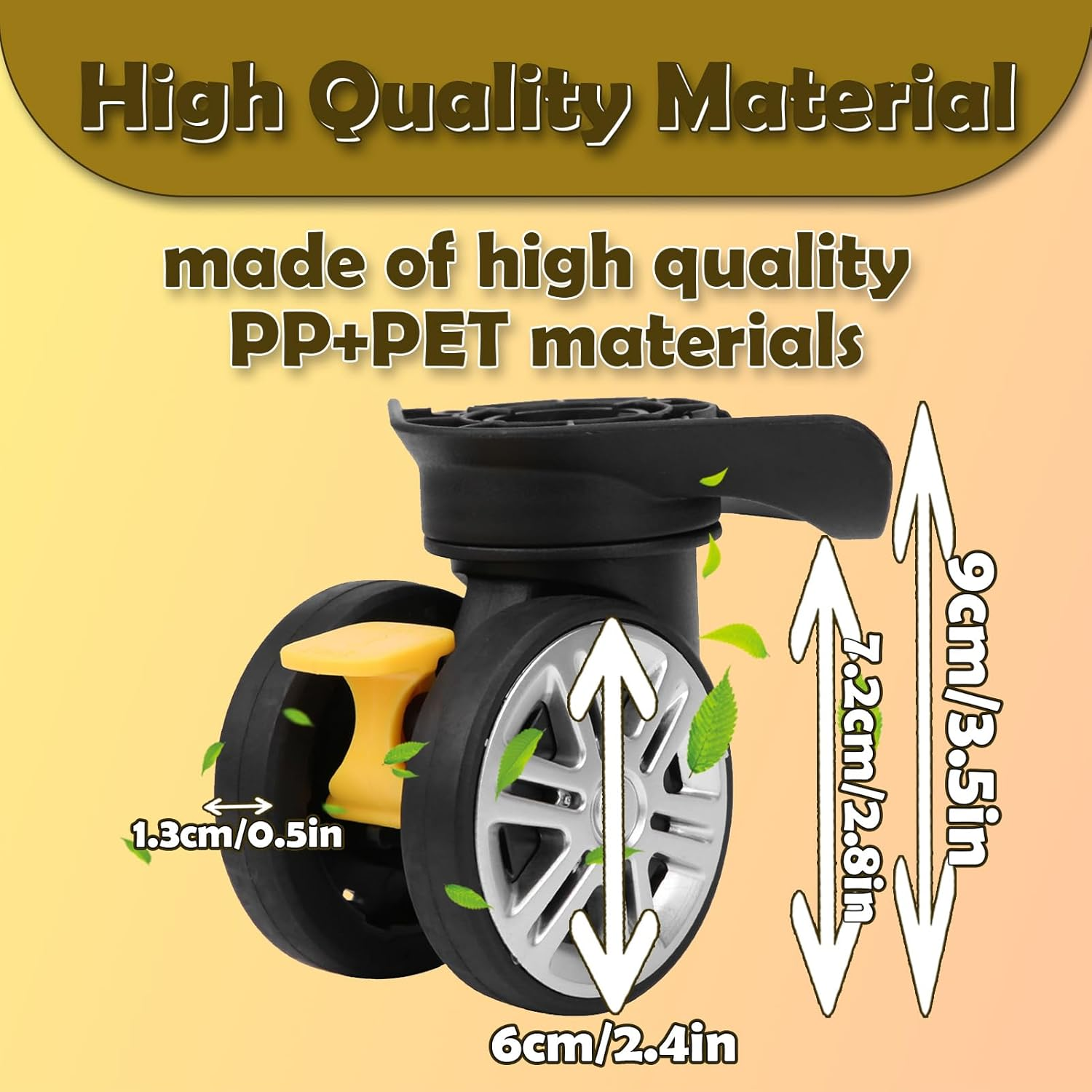 Horoper Luggage Wheels Replacement, 1 Pair Brake Double Row Wheel Luggage Suitcase Caster Wheels Trunk Wheels image number 5