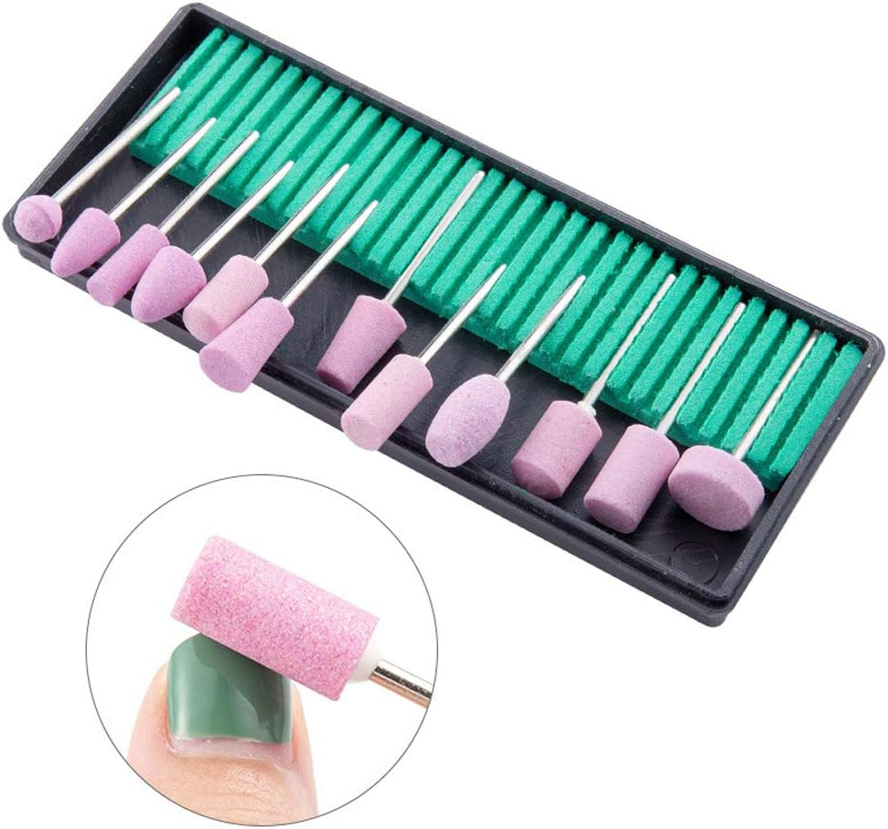 12Pcs Nail Drill Bits Polishing Buffing Electric Manicure Head Replacement Grinding Head with Case for Manicure Pedicure Nail Art Salon Polishing Tools, Pink image number 6