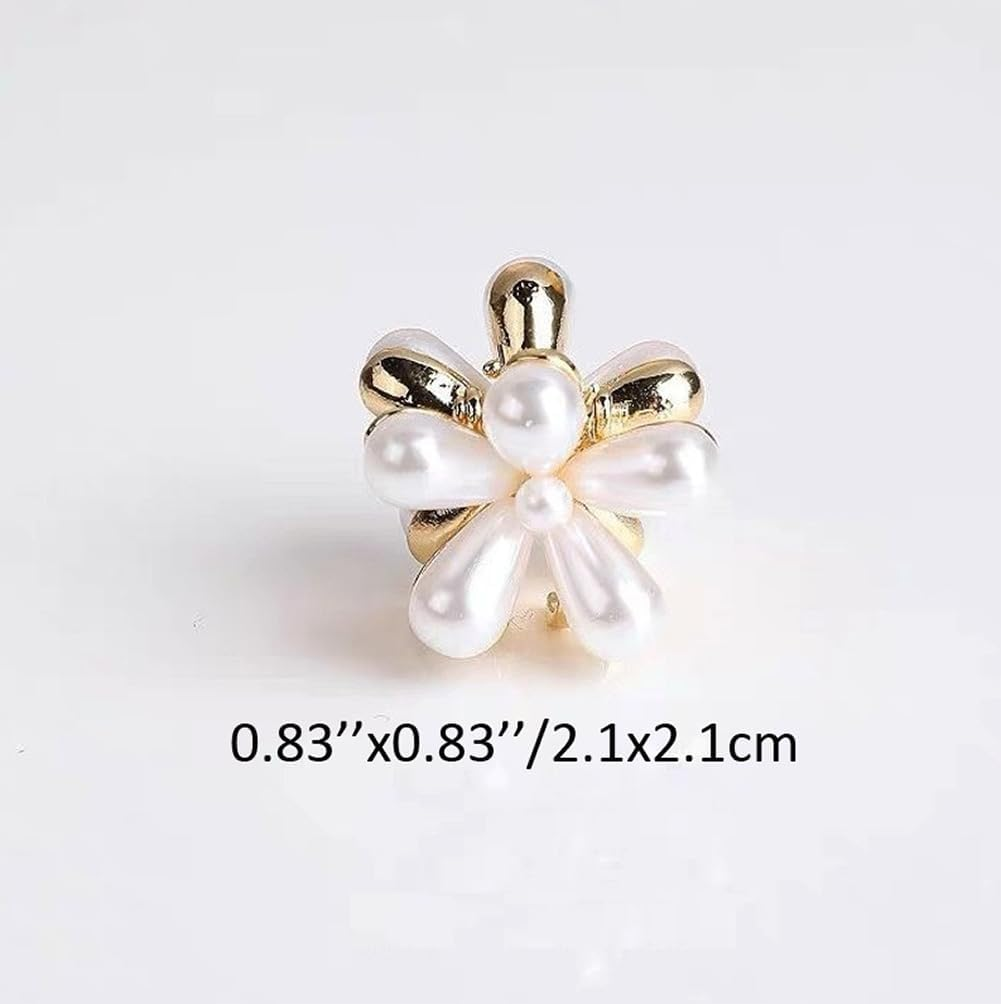 10 Pcs Mini Flower Shape Metal Flower Hair Clips with Beads Non Slip Small image number 3