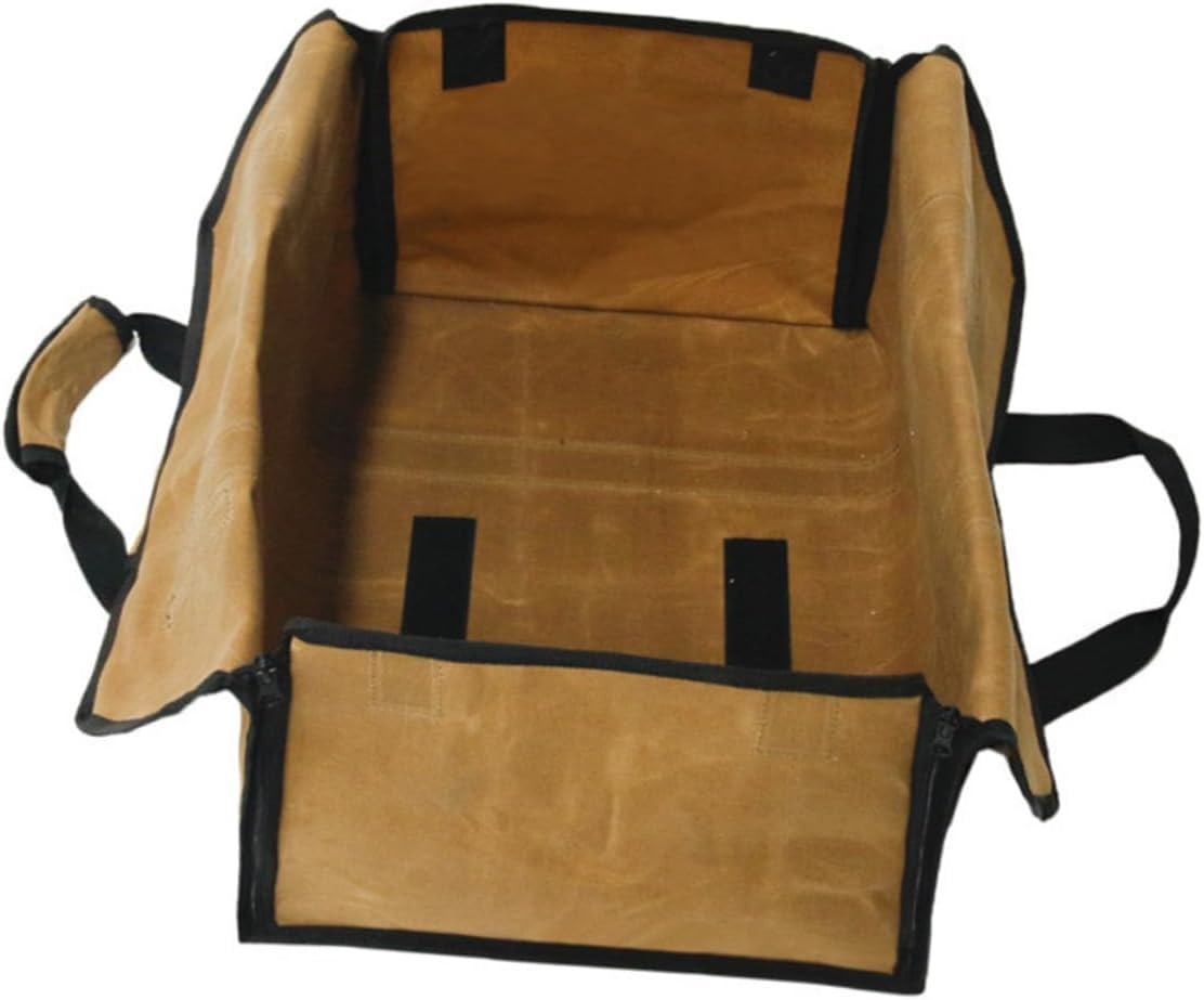 Waxed Canvas Firewood Holder Tote Bag with Metal Buckle Capacity Log Carrier Handbag for Outdoor Grilling Camping Storage image number 3