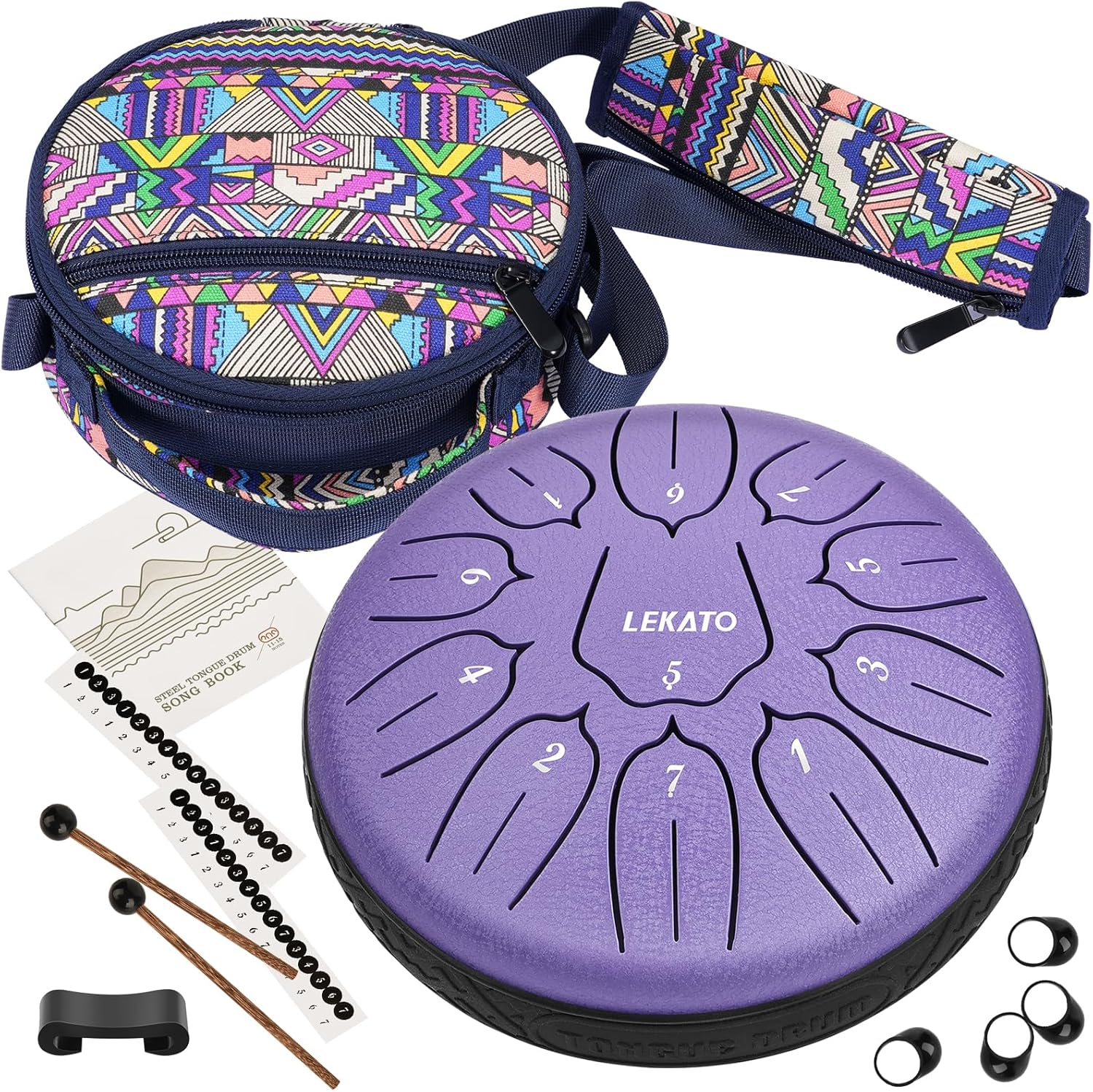 Steel Tongue Drum 6 Inch 11 Notes, LEKATO Steel Drum D Major Beginner Handpan Drum Percussion for Meditation Yoga Musical Education, Best Present for Families/Friends, Lavender Purple
