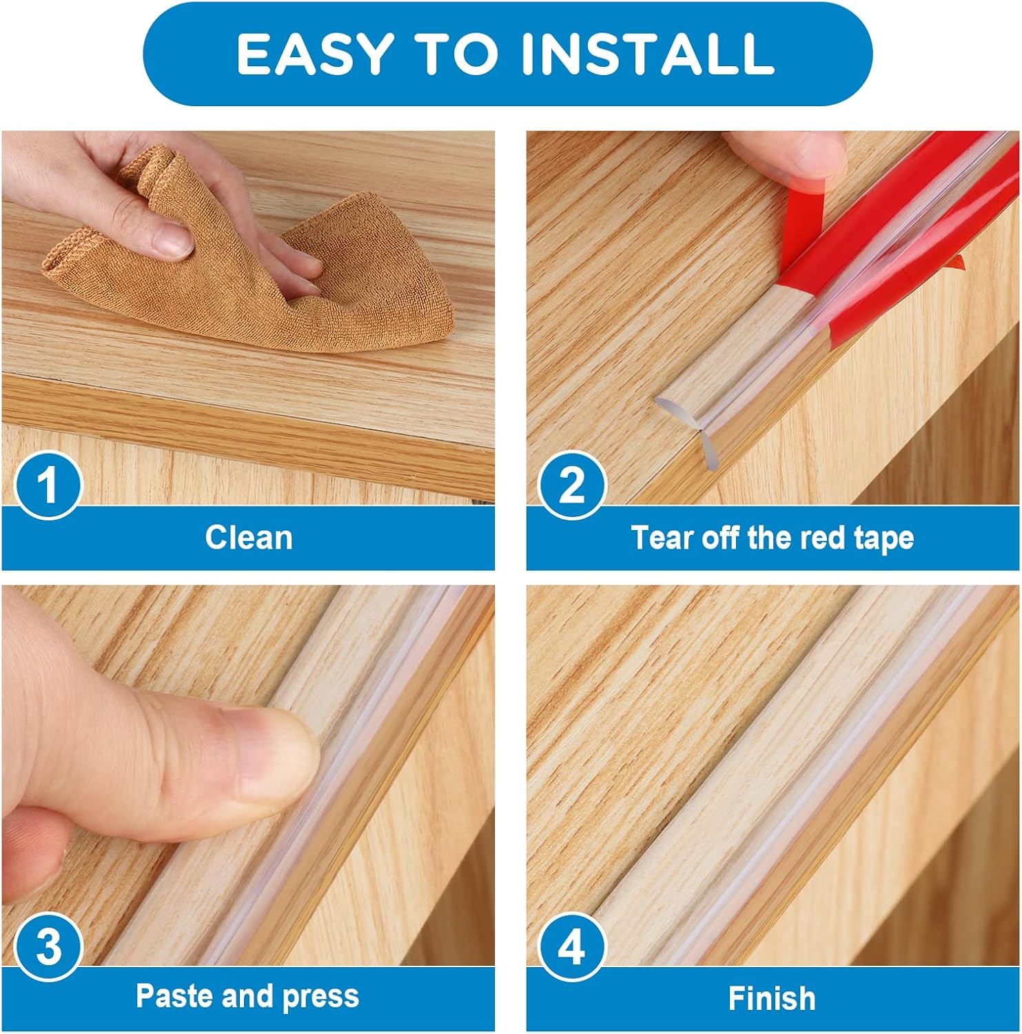 Baby Proofing, 0.6In Edge Protector Strip Clear, Thickened Silicone Soft Corner Protectors with Upgraded Pre-Taped Strong Adhesive, 6.6Ft Edge Protectors for Sharp Corners of Cabinets, Tables, Drawers image number 2