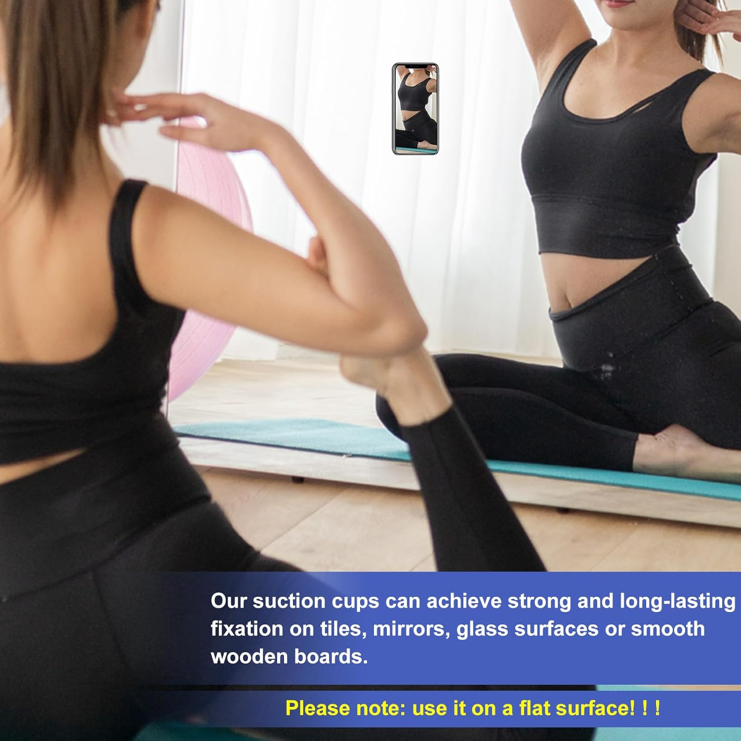 Silicone Suction Phone Case Mount, Double Sided Suction Cup Phone Pad Hands-Free Phone Holder, Silicone Phone Sticky Grip Fidget Toy Gift Compatible with Iphone Samsung Google Pixel (Lake Blue) - Transparent image number 2