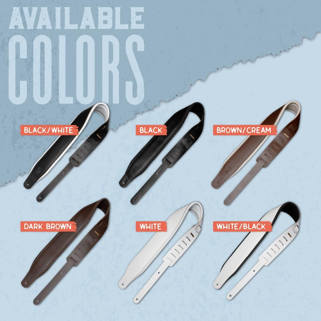 Levy'S Leathers Top Grain Leather Guitar Strap, 3-Inch Wide, Black image number 2