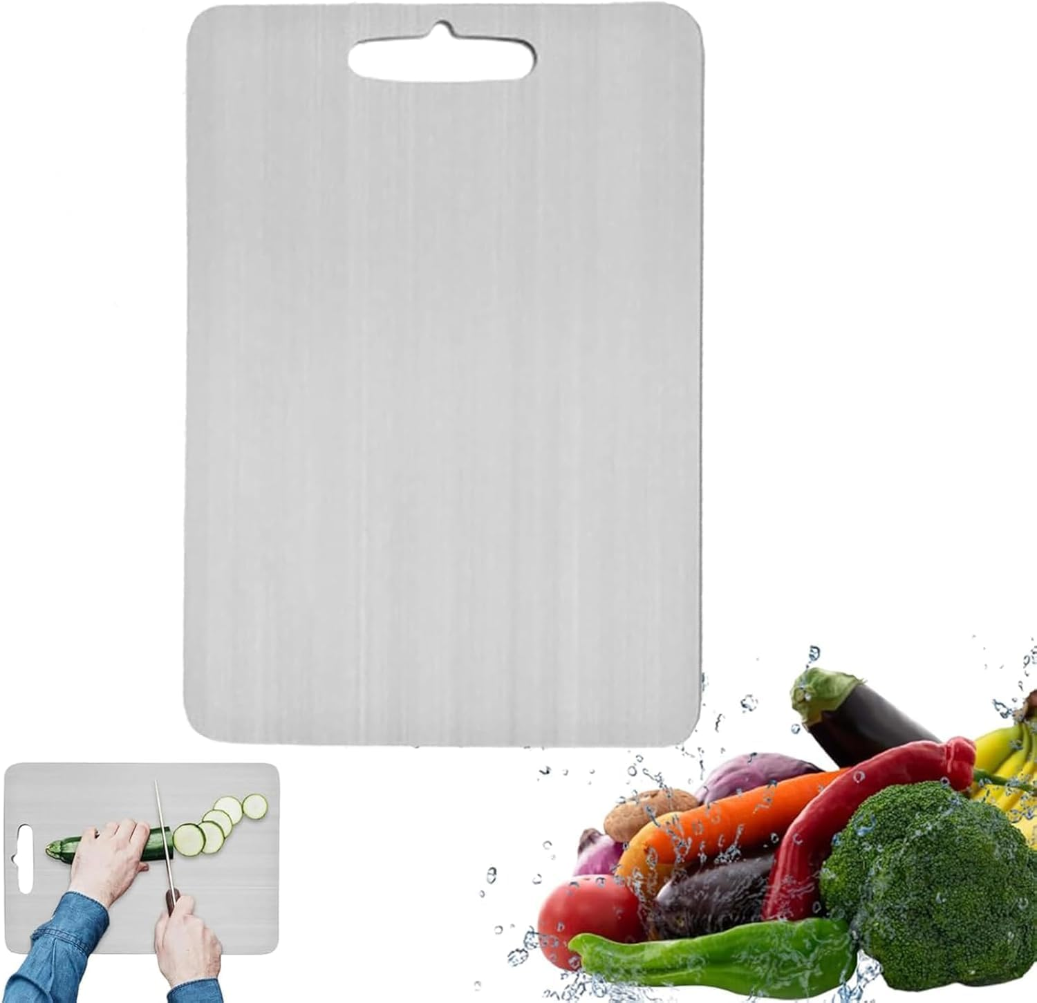 Stainless Steel Cutting Boards for Kitchen, Stainless Steel Chopping Board, Durability, Dishwasher Safeperfect for Various Cooking Tasks (1Pcs S Size)