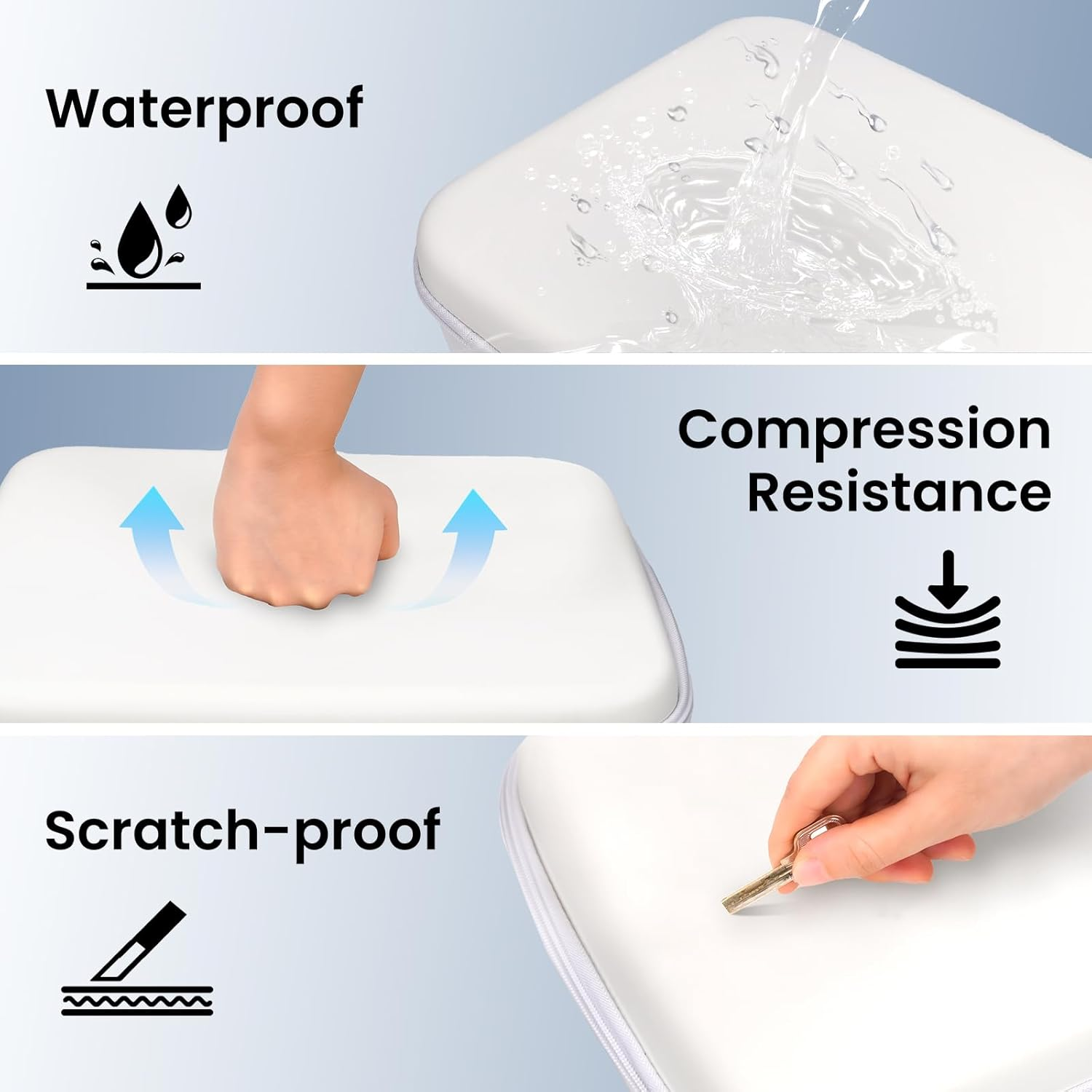 Carrying Case for Switch 2 [White] &ndash; Large Capacity Travel Storage Bag, Compatible with 2025 Switch Model, Shockproof Waterproof EVA Hard Shell, Lightweight with Handle Strap for Console & Accessories image number 6