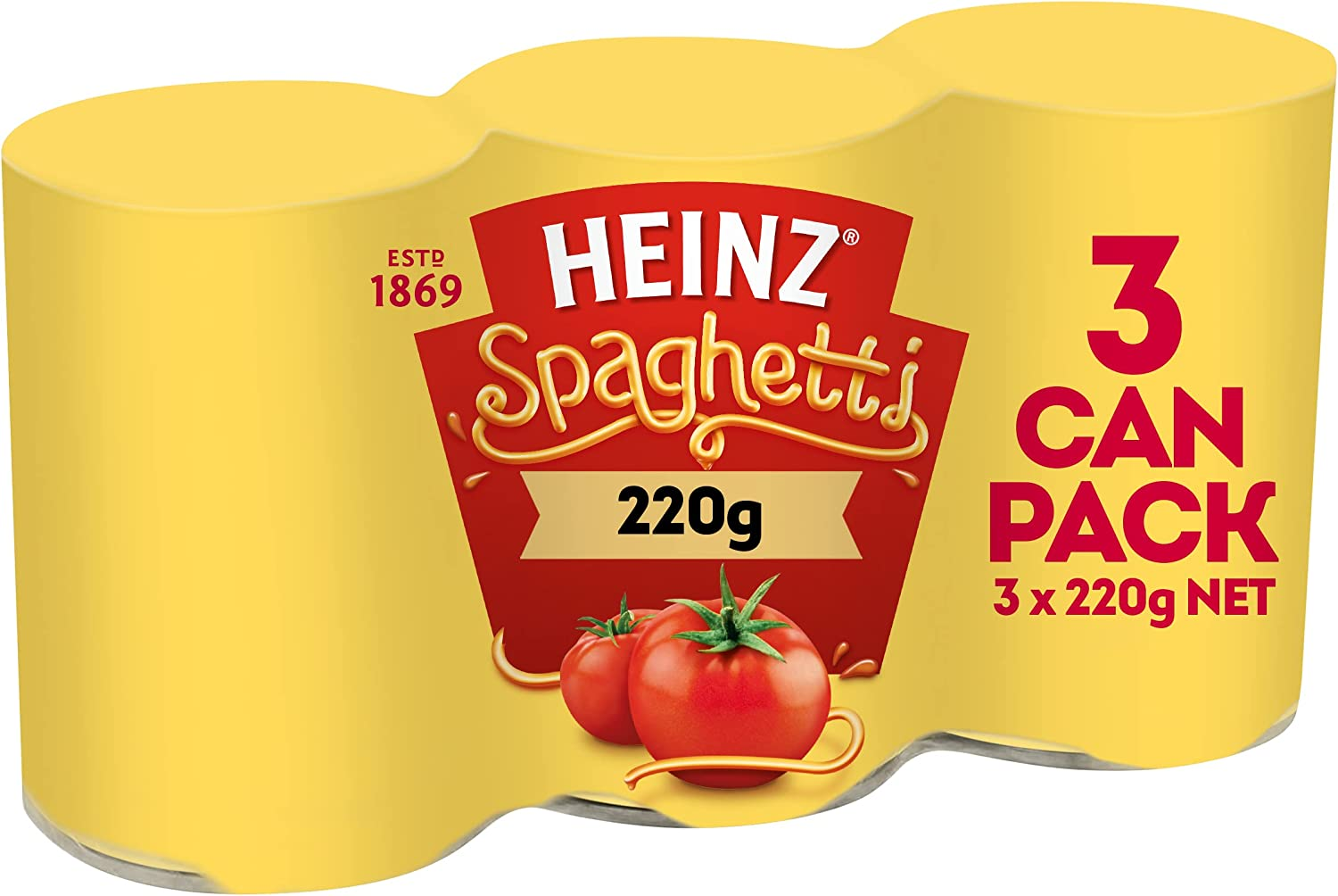 Heinz Spaghetti the One for One Multipack Canned Pasta in Tomato Sauce Ready to Eat Family Multipack Tinned Spaghetti in Tomato Sauce 220G (Pack of 3) image number 2
