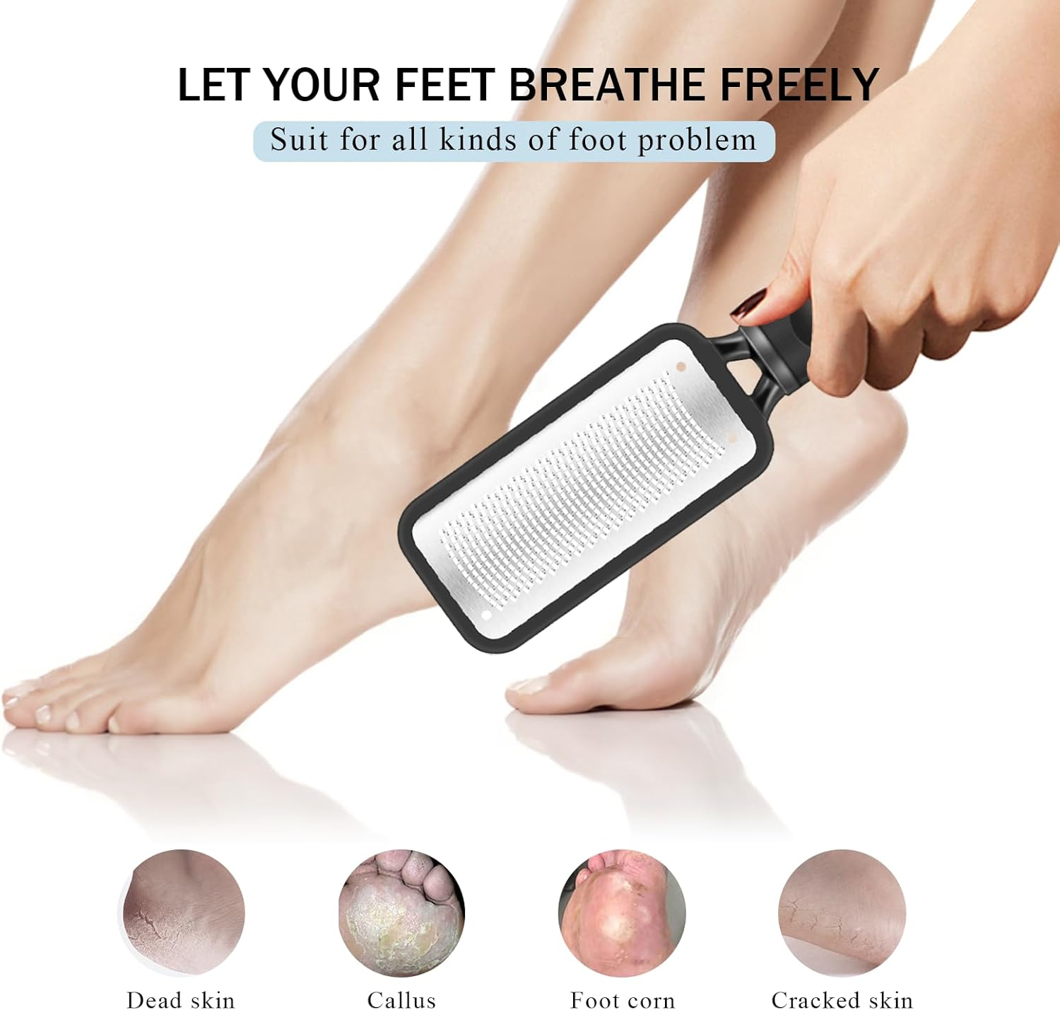 Setsail Pedicure Tools for Feet&mdash;Callus Remover for Feet, Foot Scrubber for Hard Skin, Foot File, Heel Scraper for Cracked Heels, Stainless Steel Foot Rasp (2 Pack) image number 4