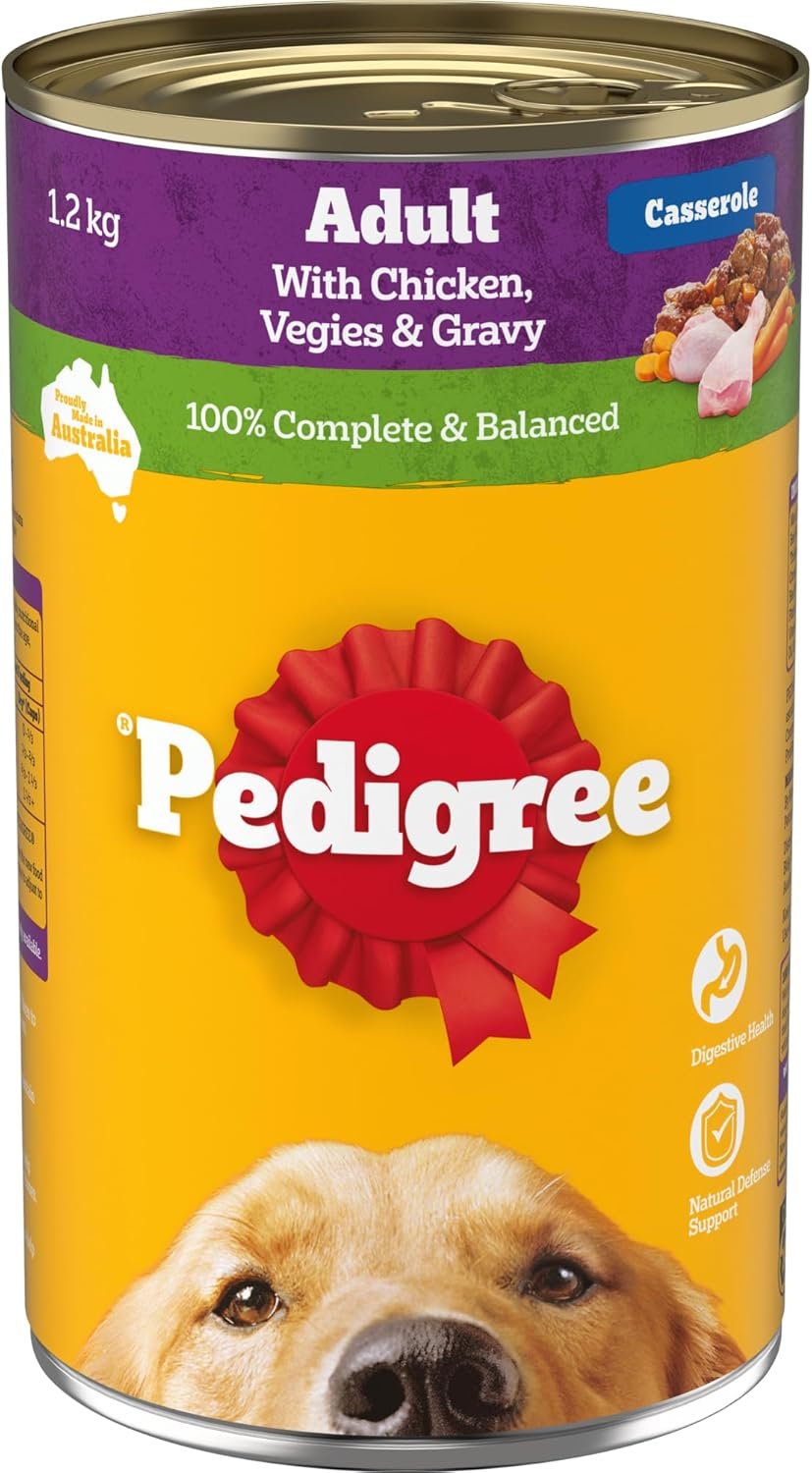Pedigree Adult Wet Dog Food with Chicken, Vegies & Gravy Casserole 1.2Kg Can, 12 Pack image number 4