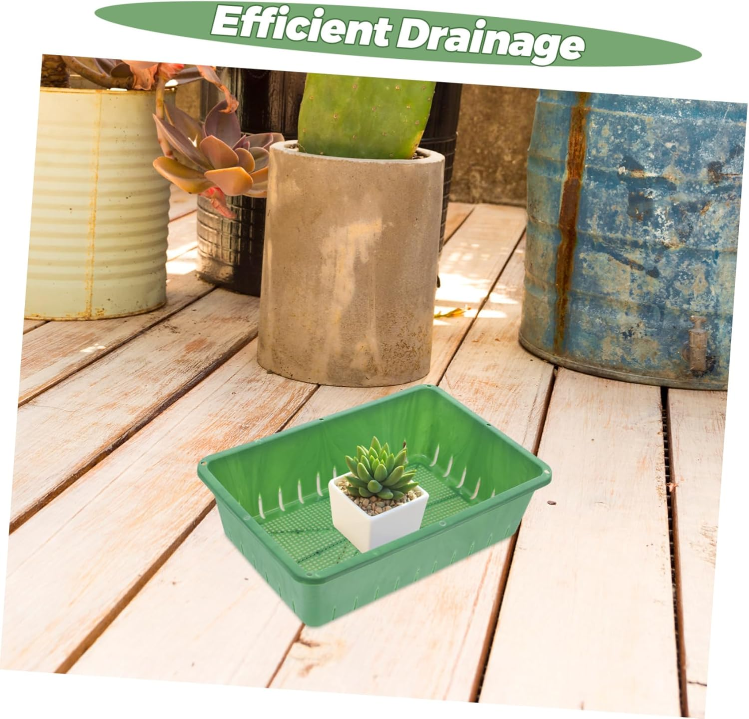 CAXUSD Seedling Tray and Planter Tray for Indoor Gardening Small 26&times;18&times;7Cm Plastic Nursery Supply Breathable Design with Proper Air Circulation 2Pcs Green Rectangular Seedling for Seed image number 2